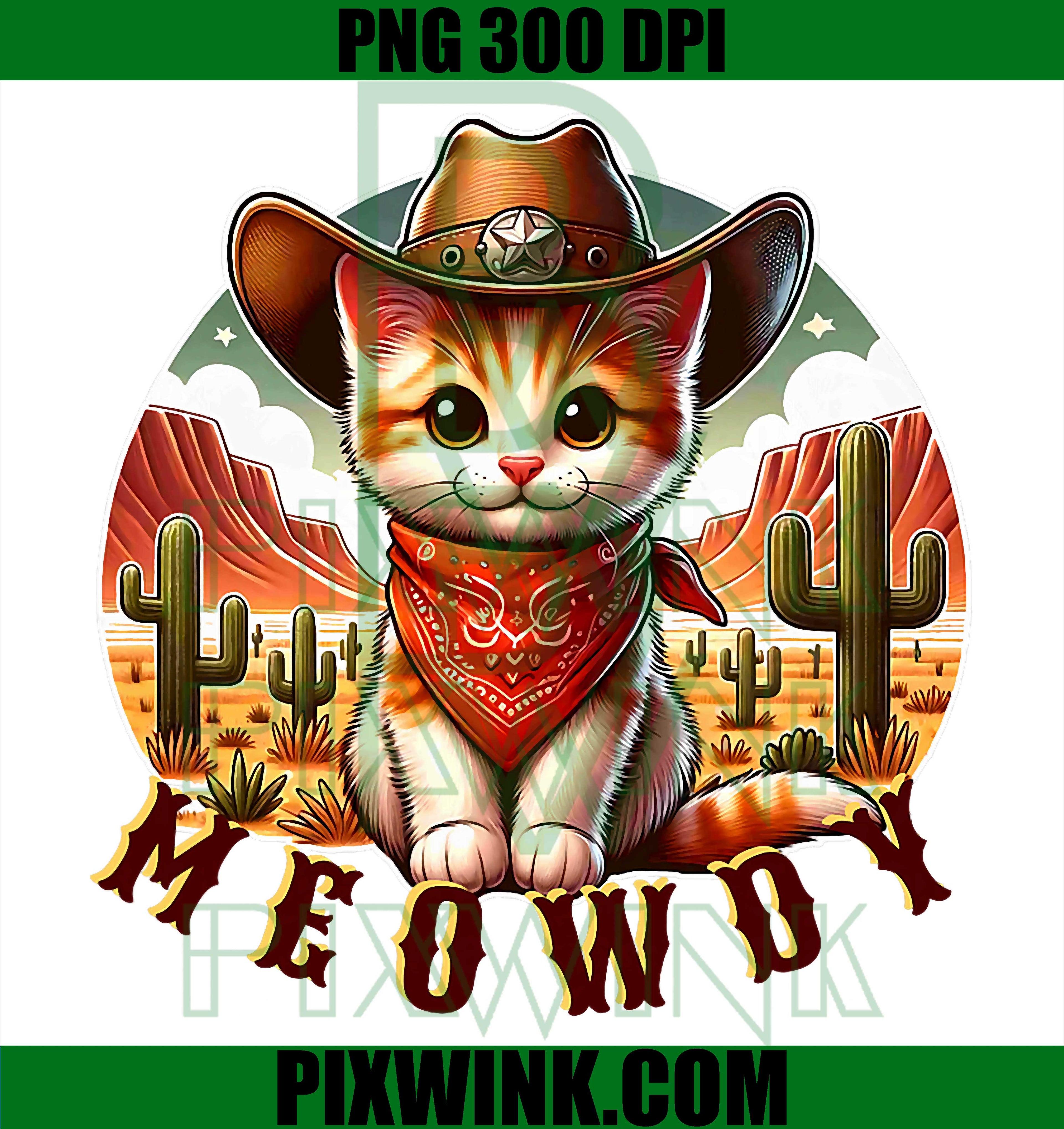 Meowdy Cowgirl Cat PNG, Funny Western Cat PNG, Trending Meme PNG