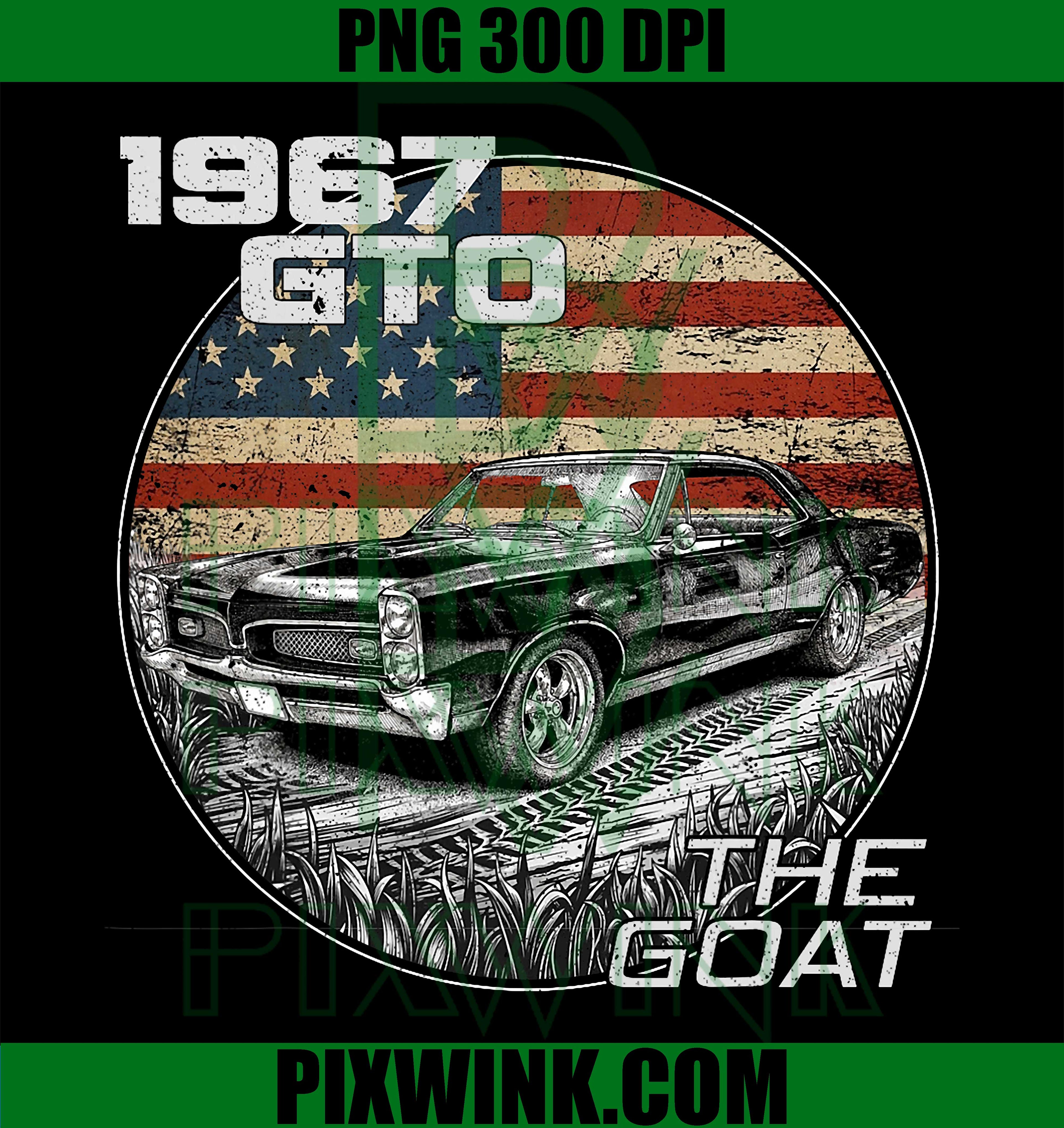 1967 GTO Muscle Car PNG, American Flag Silhouette PNG
