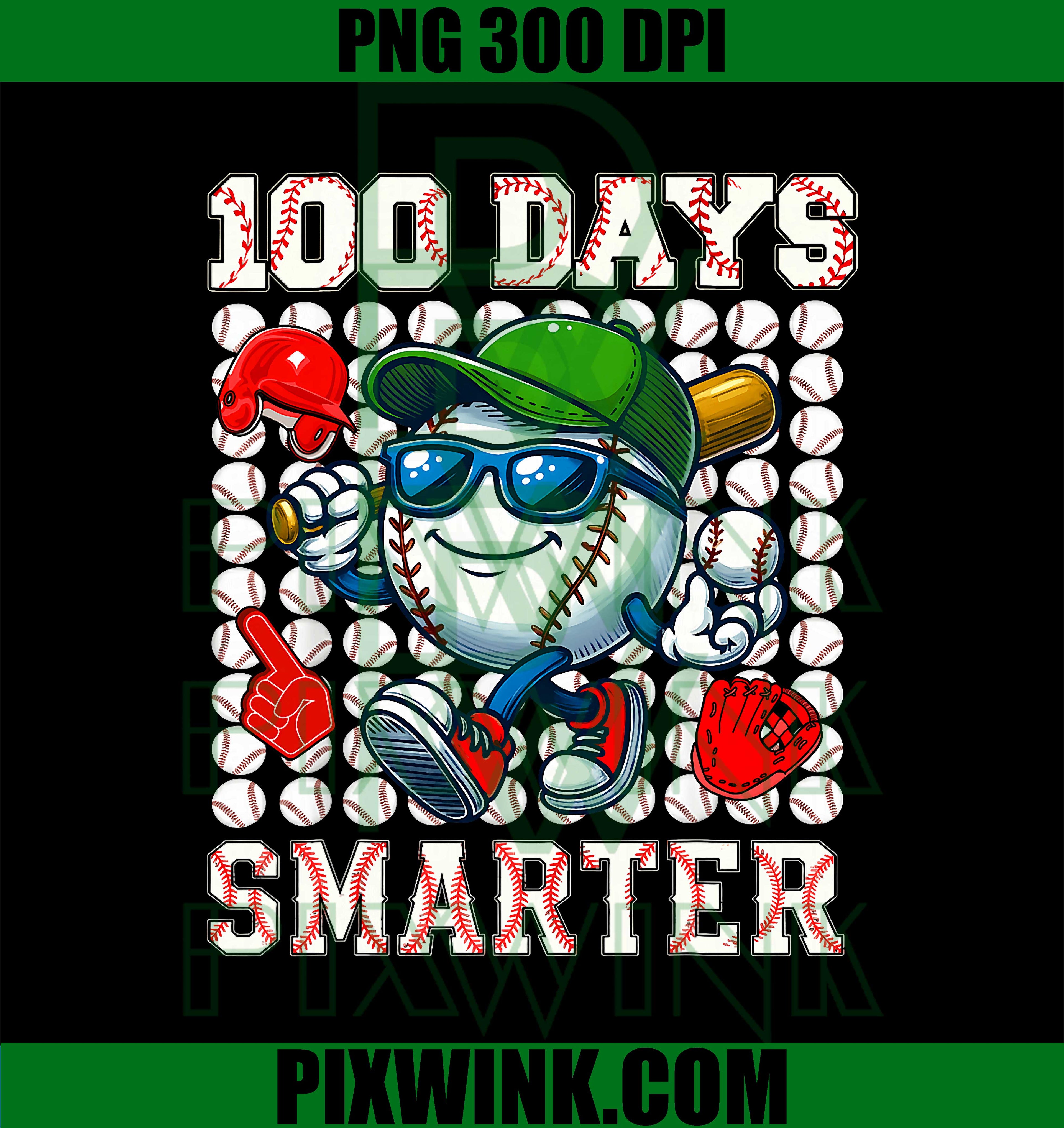 100 Days Smarter Basebal, 100 Days of School PNG