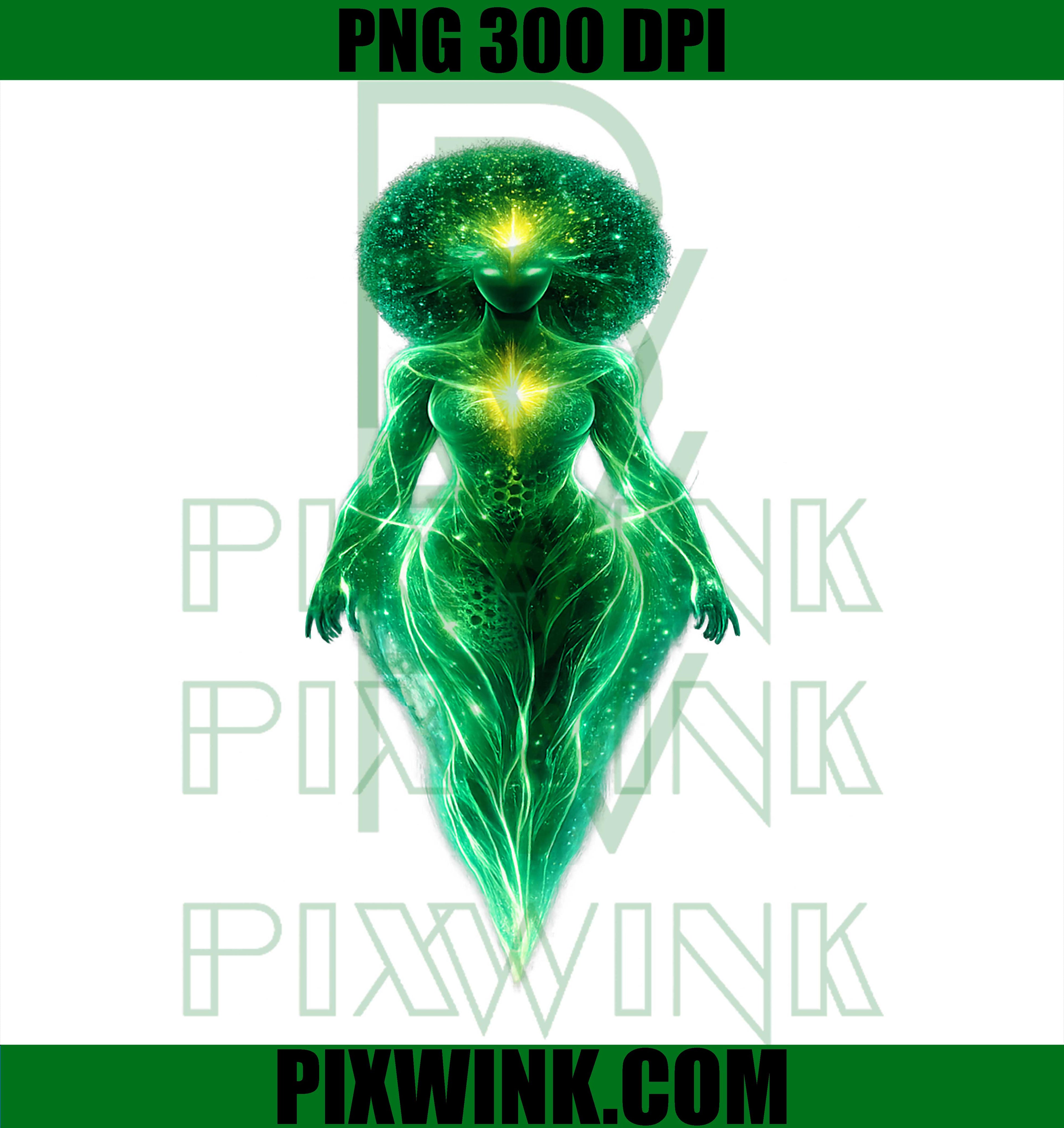 Afro Cosmic Woman PNG, Spiritual Woman Energy PNG, Nature Goddess PNG