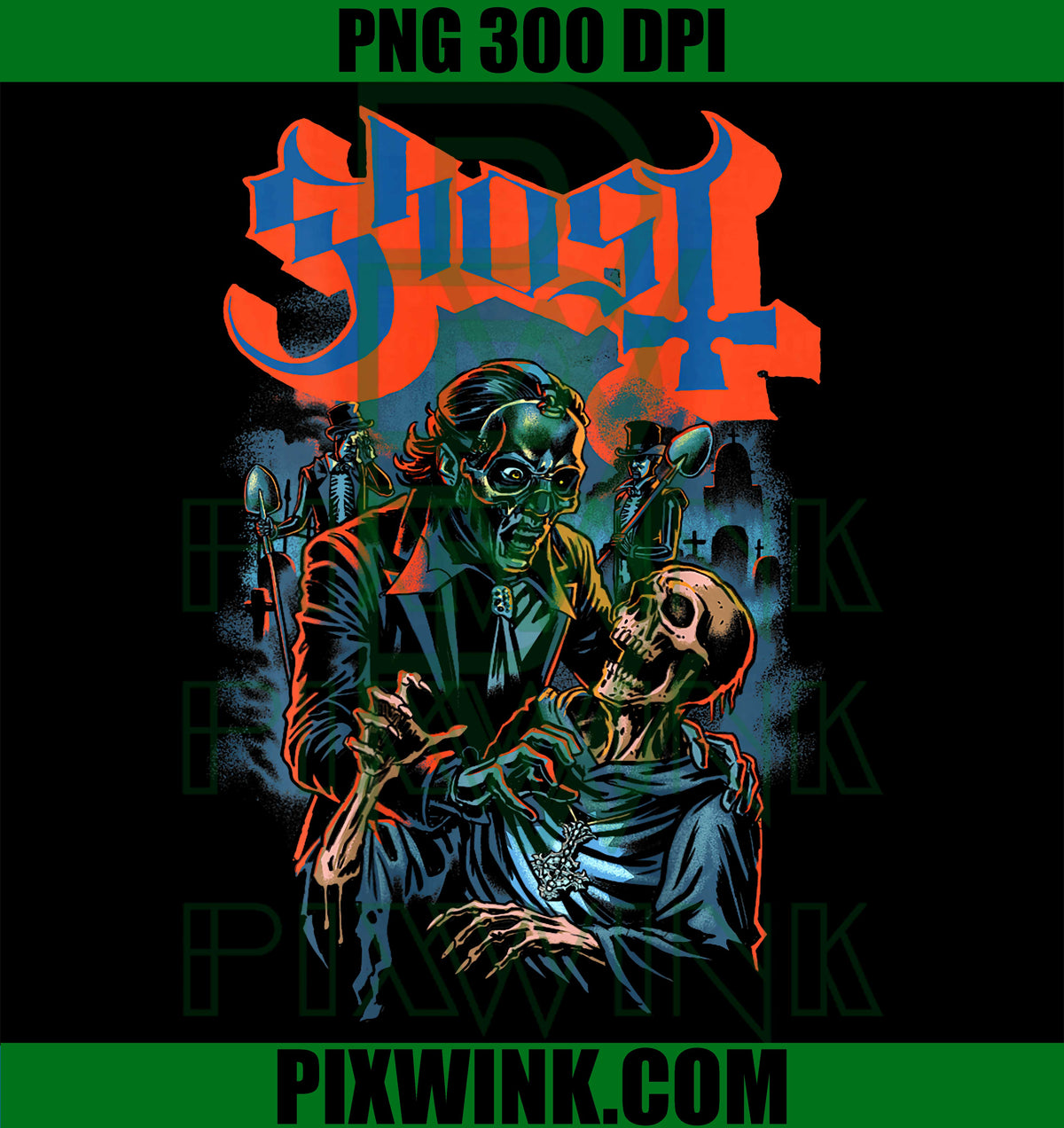 Ghost, Grave Robber PNG, Rock Band Dark Illustration
