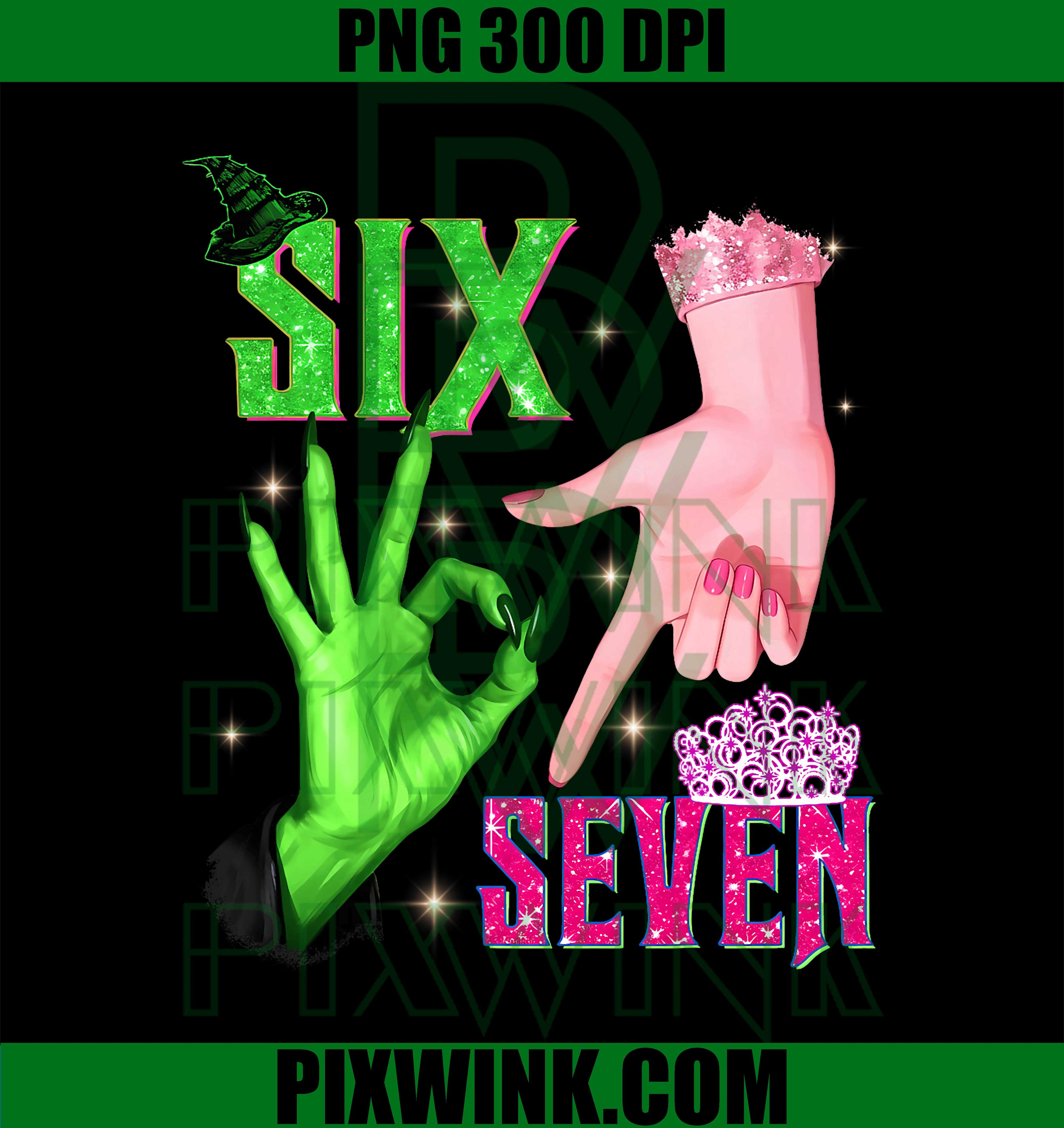 Funny Witch Hand 6 7 Pink and Green Six Seven Meme 67 Slang PNG