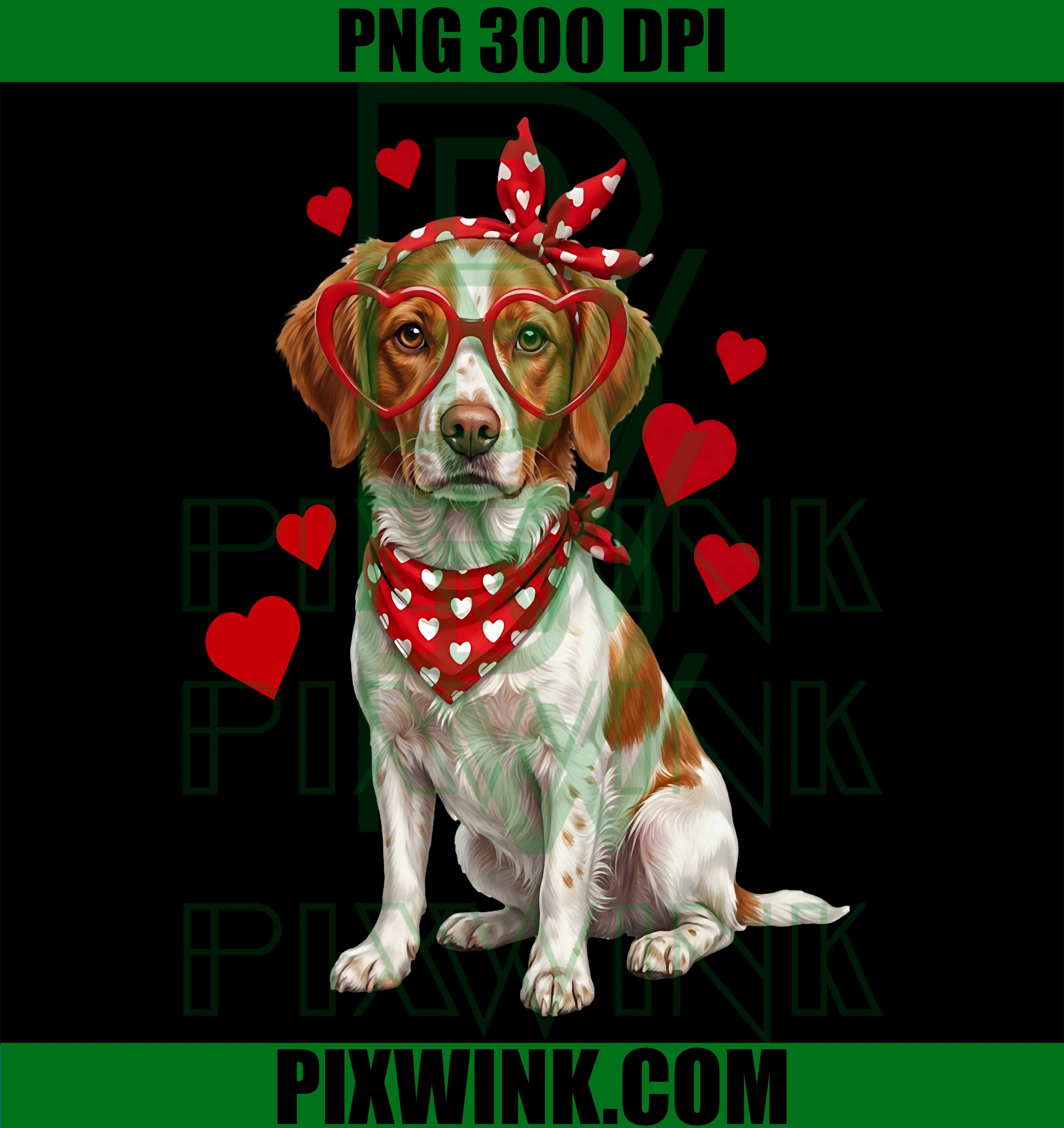 Brittany Spaniel Valentine Dog PNG, Cute Heart Dog Lover PNG