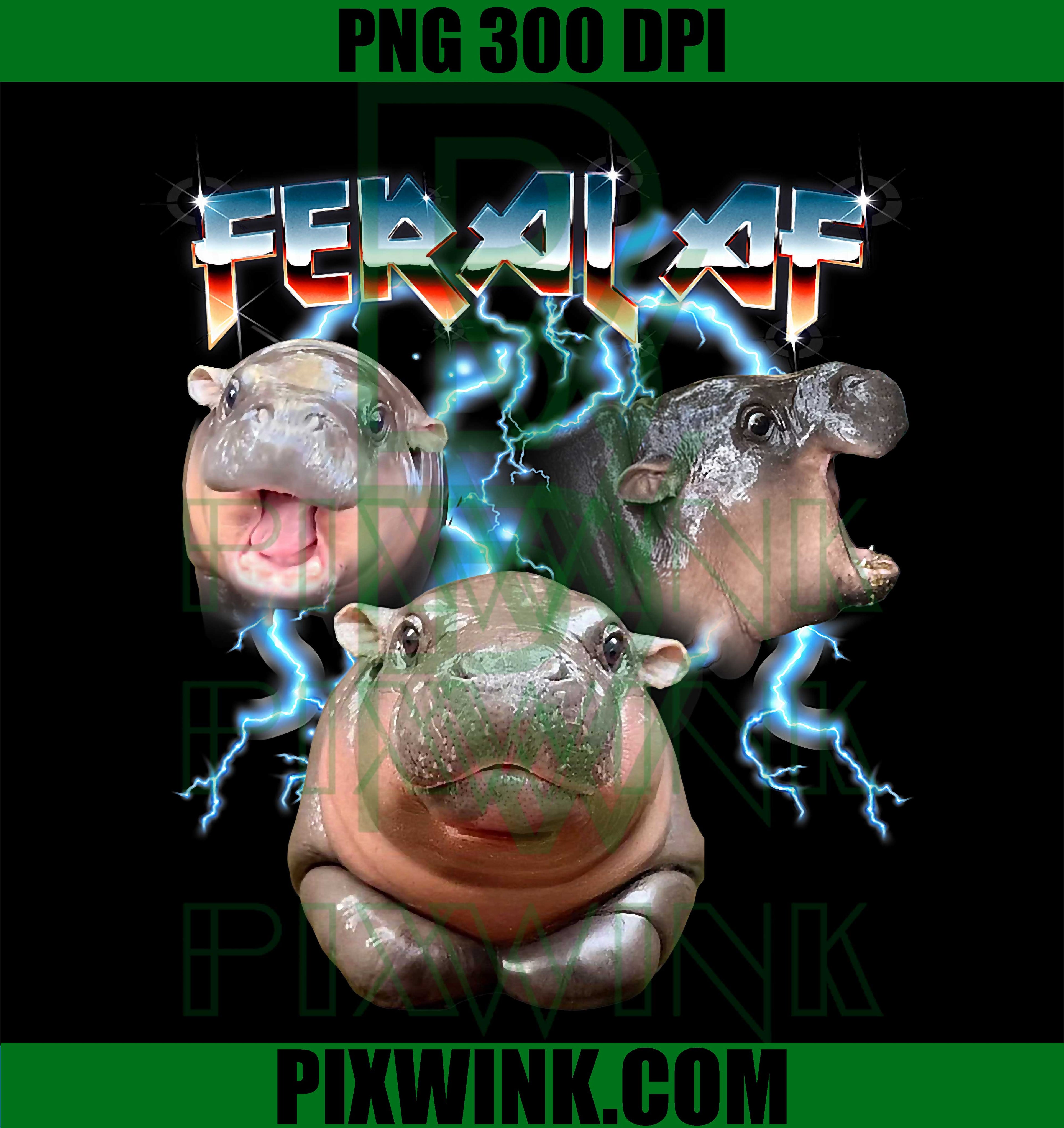 Feral Baby Pygmy Hippo Heavy Metal PNG