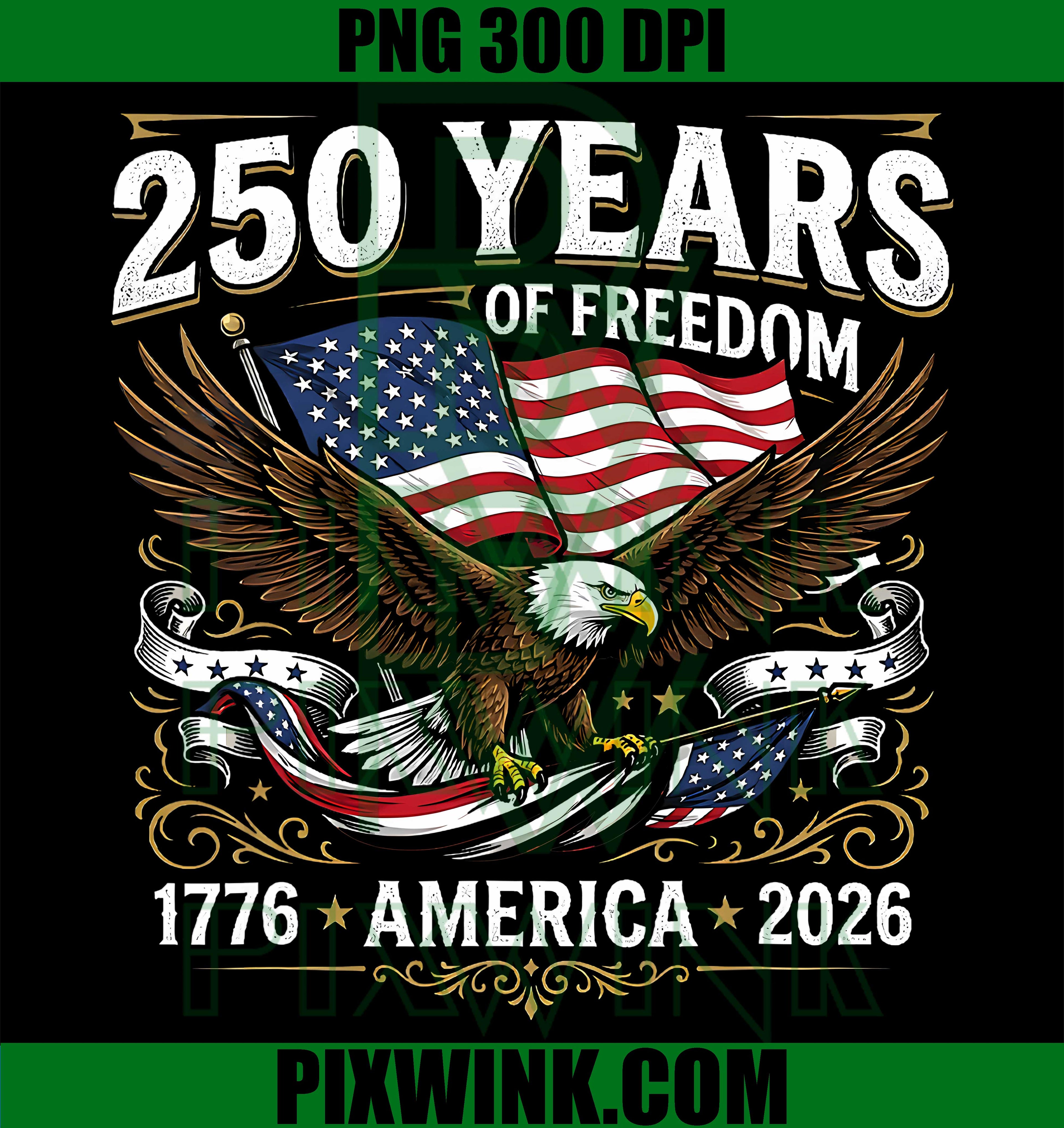250 Years Of Freedom America 1776 2026 PNG, Patriotic Eagle PNG