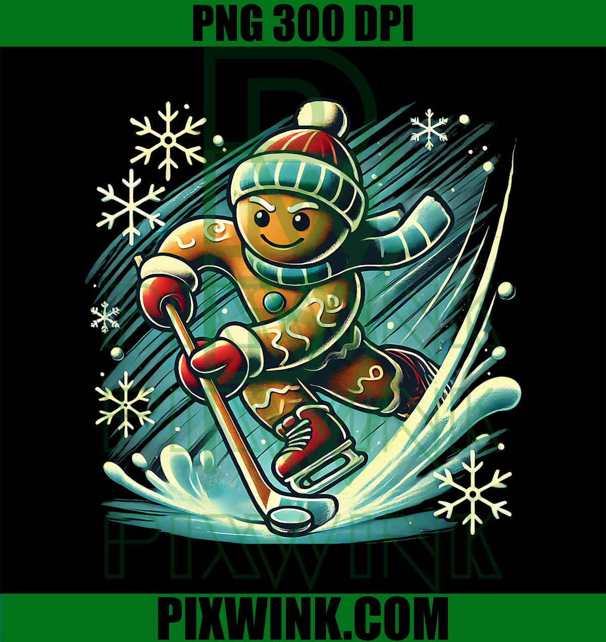 Funny Santa Playing Ice Hockey PNG, Fan Players Sport Gingerbread PNG