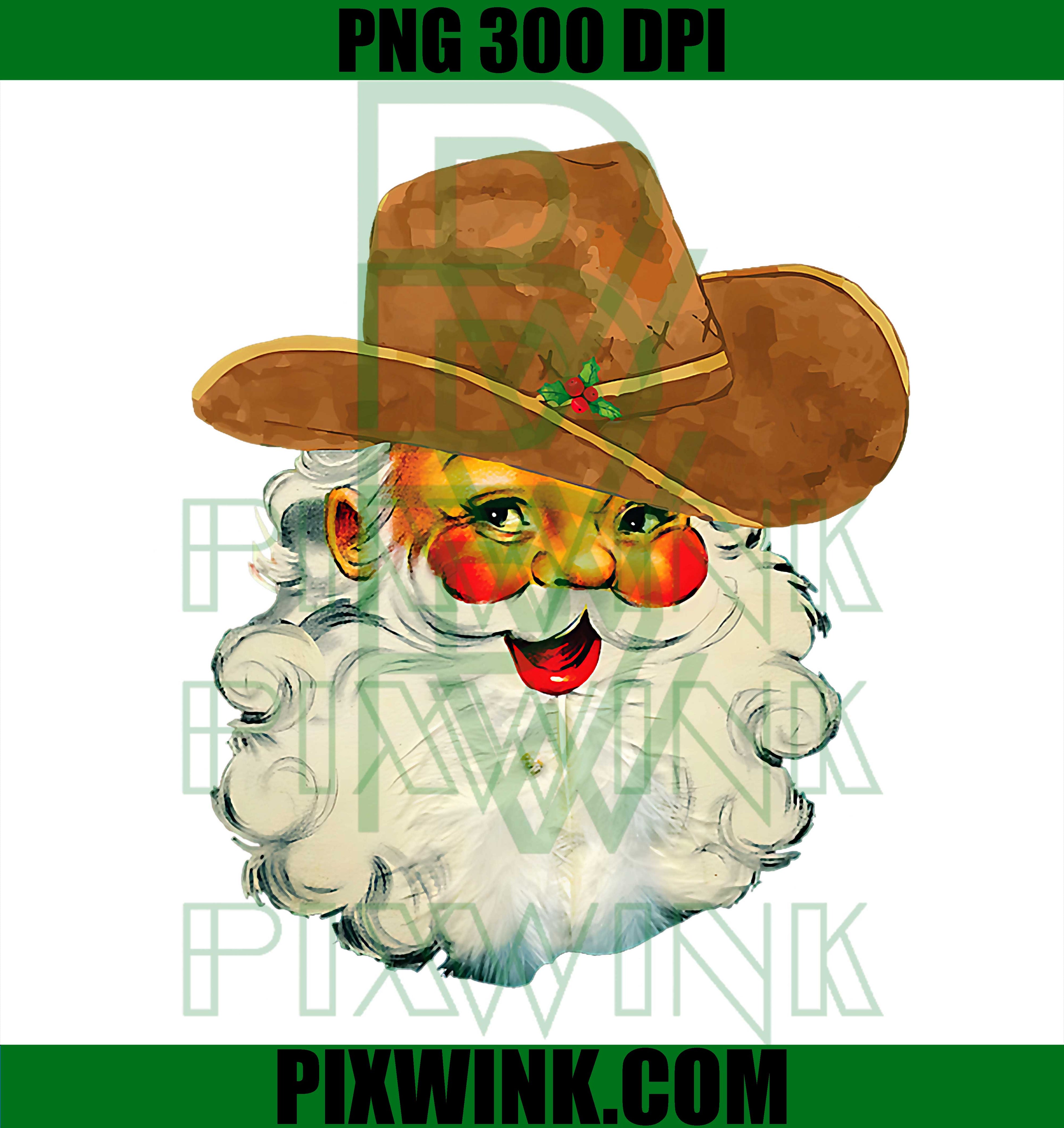 Santa Cowboy Western Christmas Xmas Holiday PNG