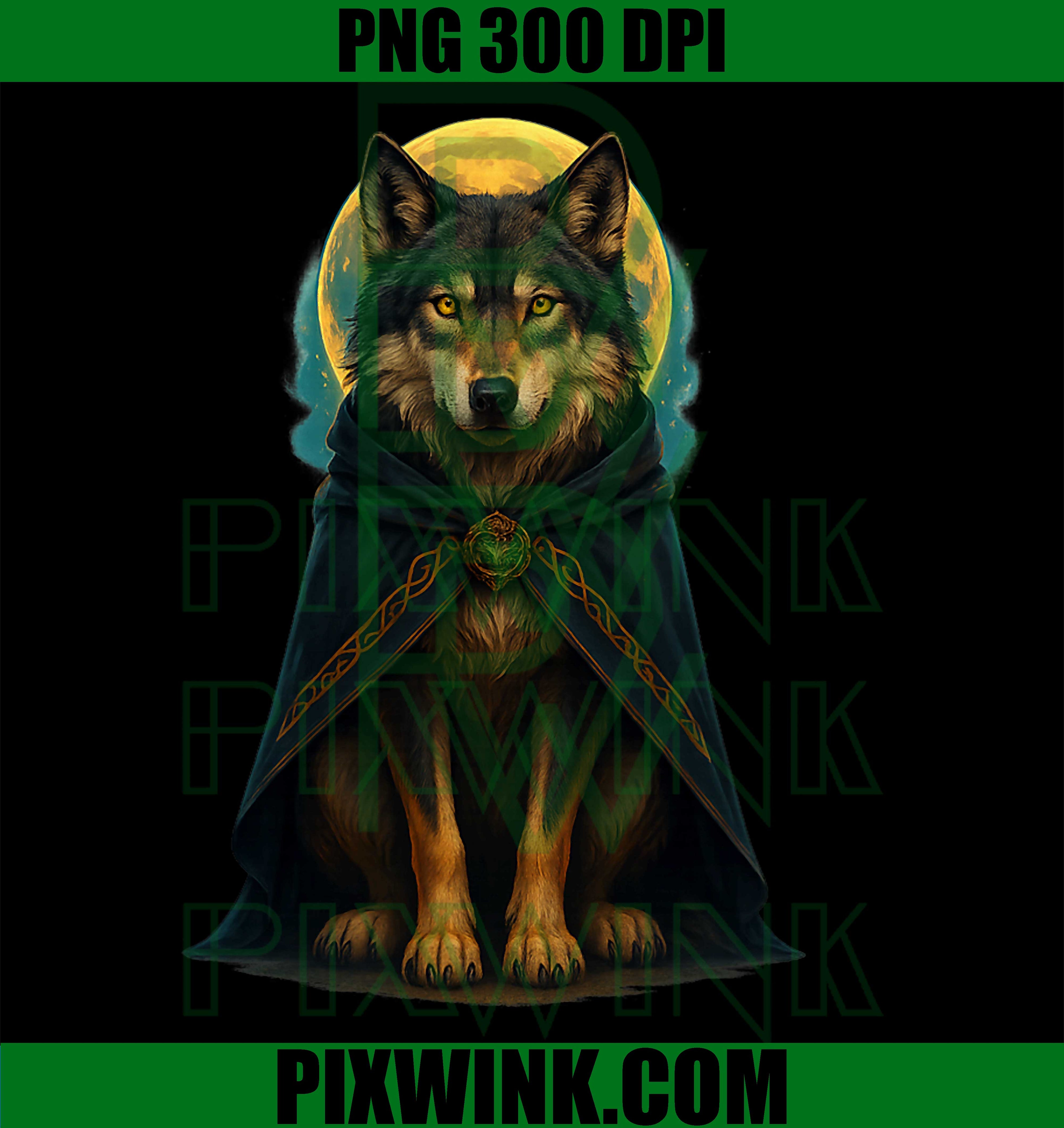 Mystic Wolf Cloaked in Lunar Magic Aura PNG