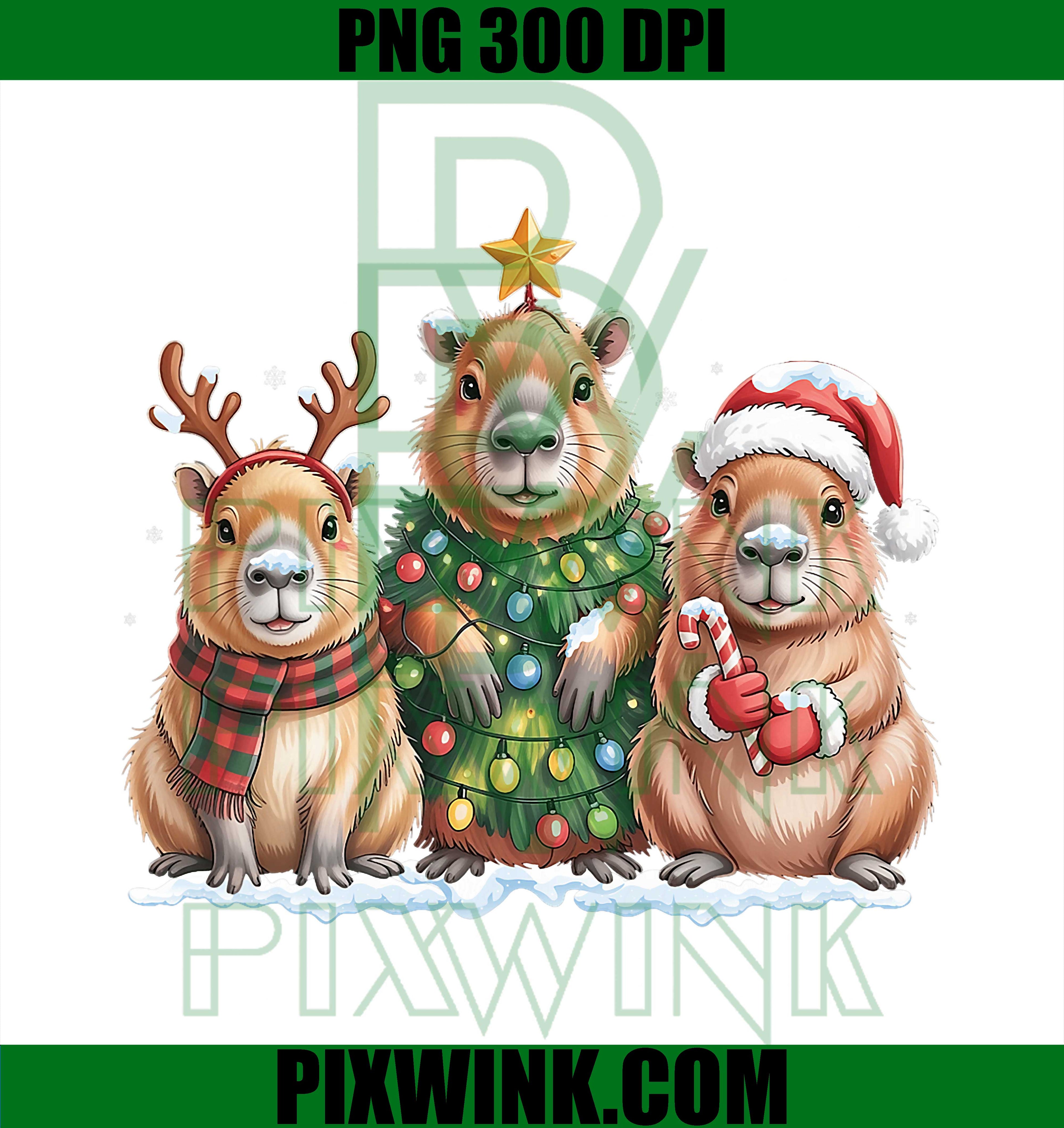 Cute Capybara Christmas PNG, Xmas Pj Capybara Animal PNG