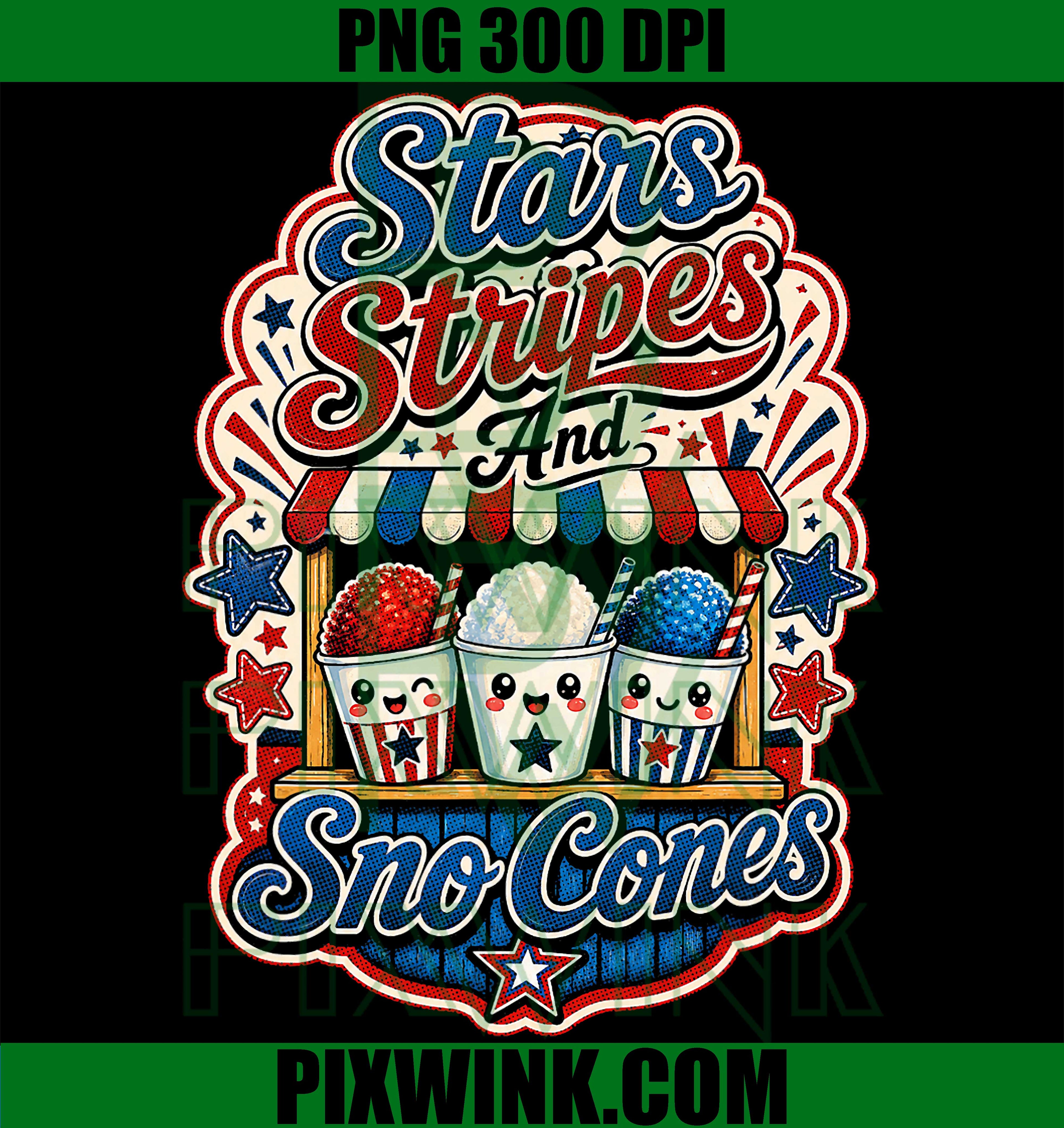 Stars Stripes And Sno Cones Patriotic Summer PNG, Fourth July PNG