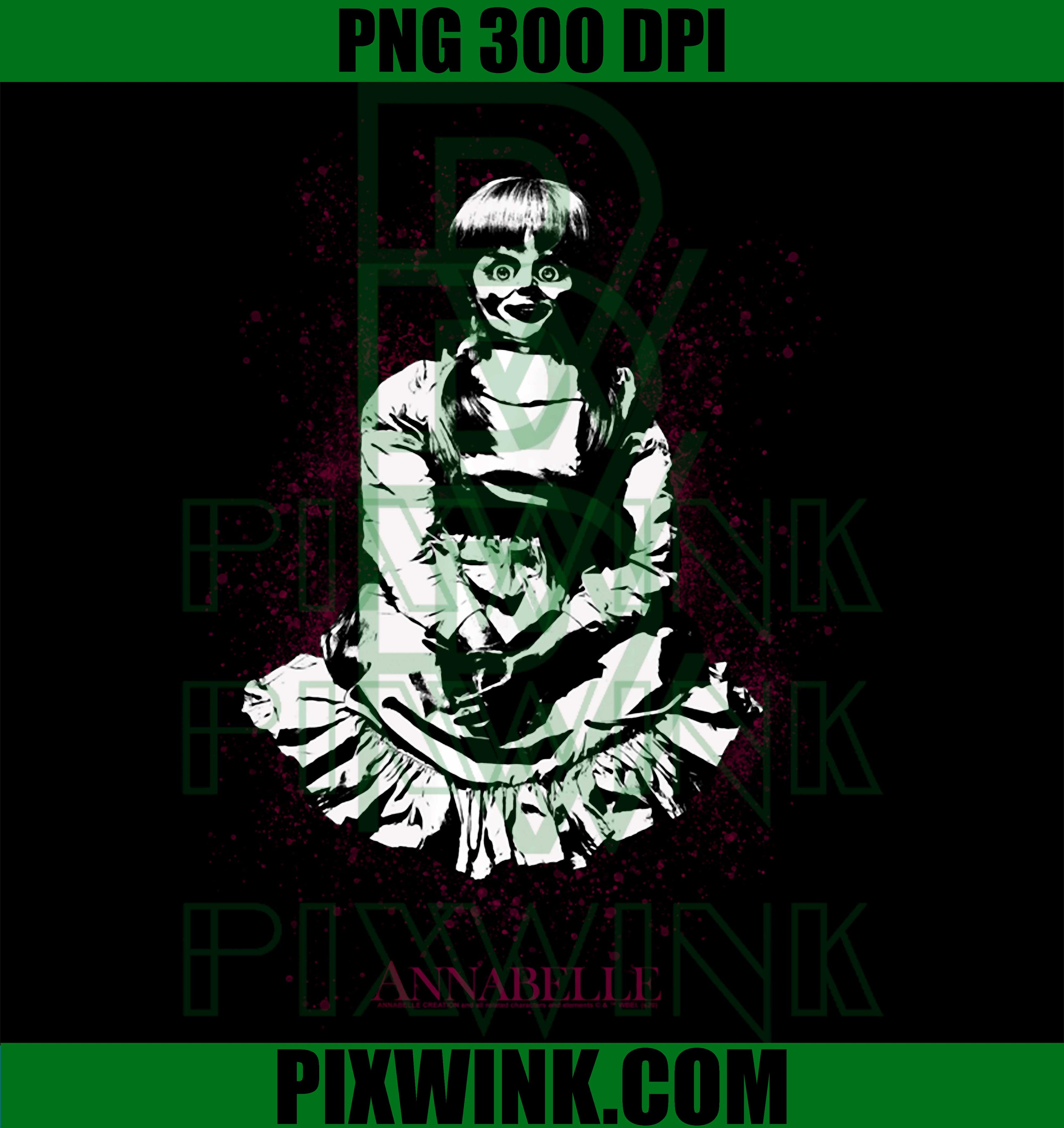Annabelle Portrait PNG, Horror Doll Character PNG