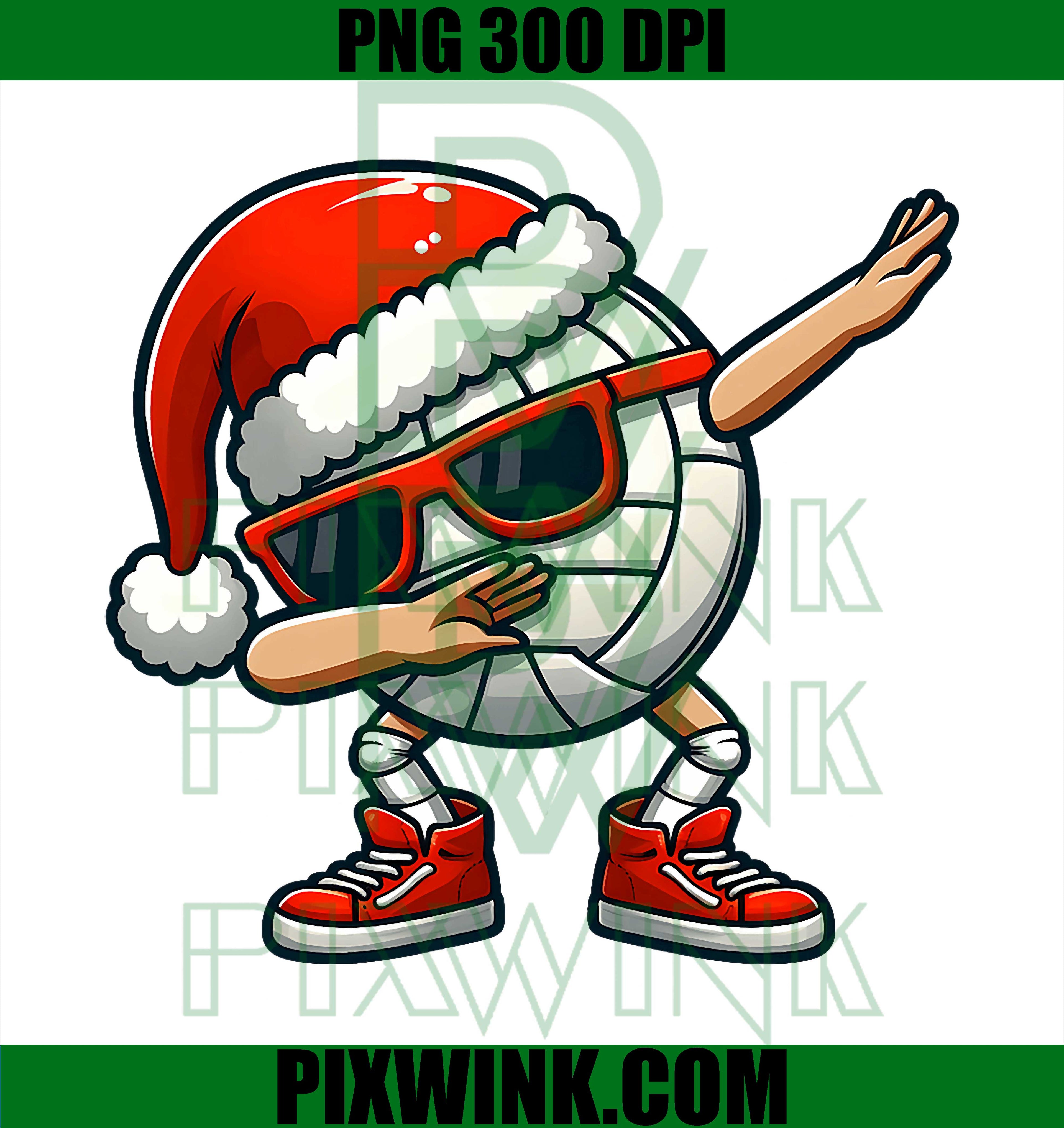 Volleyball Santa Hat Dabbing PNG, Funny Toddler Boys Christmas PNG