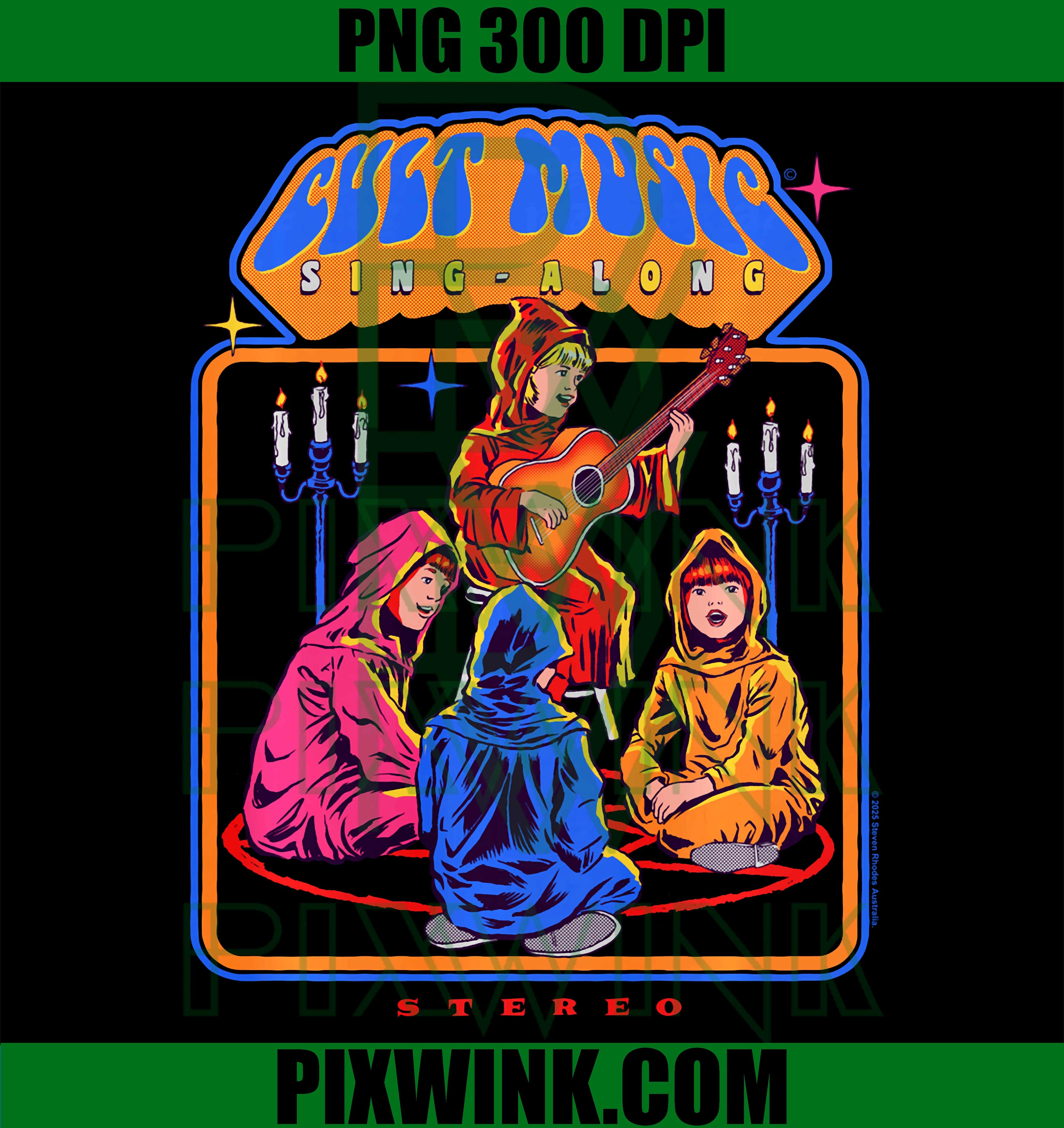 Cult Music Sing Along PNG, Occult Horror Retro Funny Humor PNG