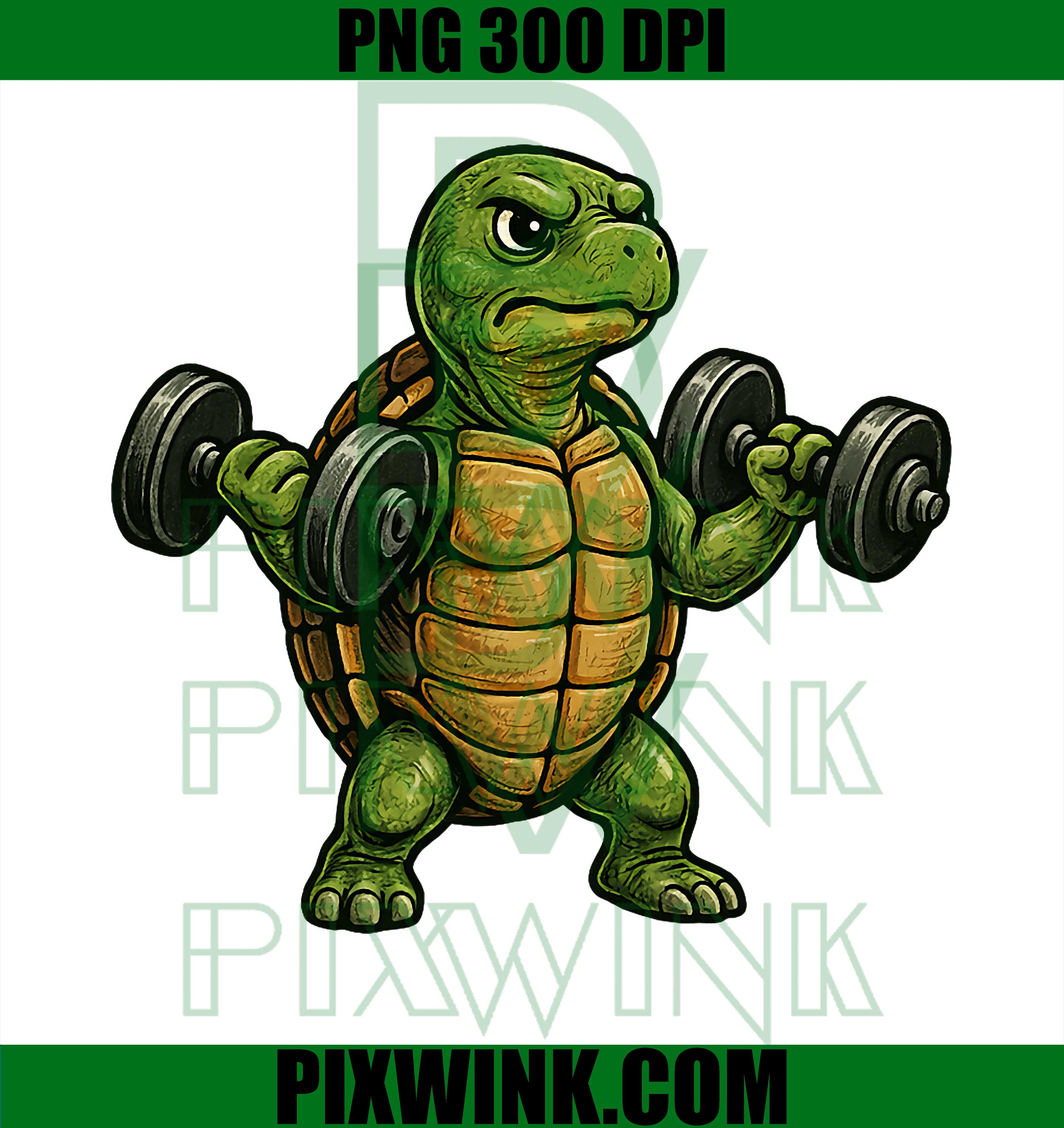 Turtle Powerlifting PNG, Gym Weightlifting Turtle Design PNG