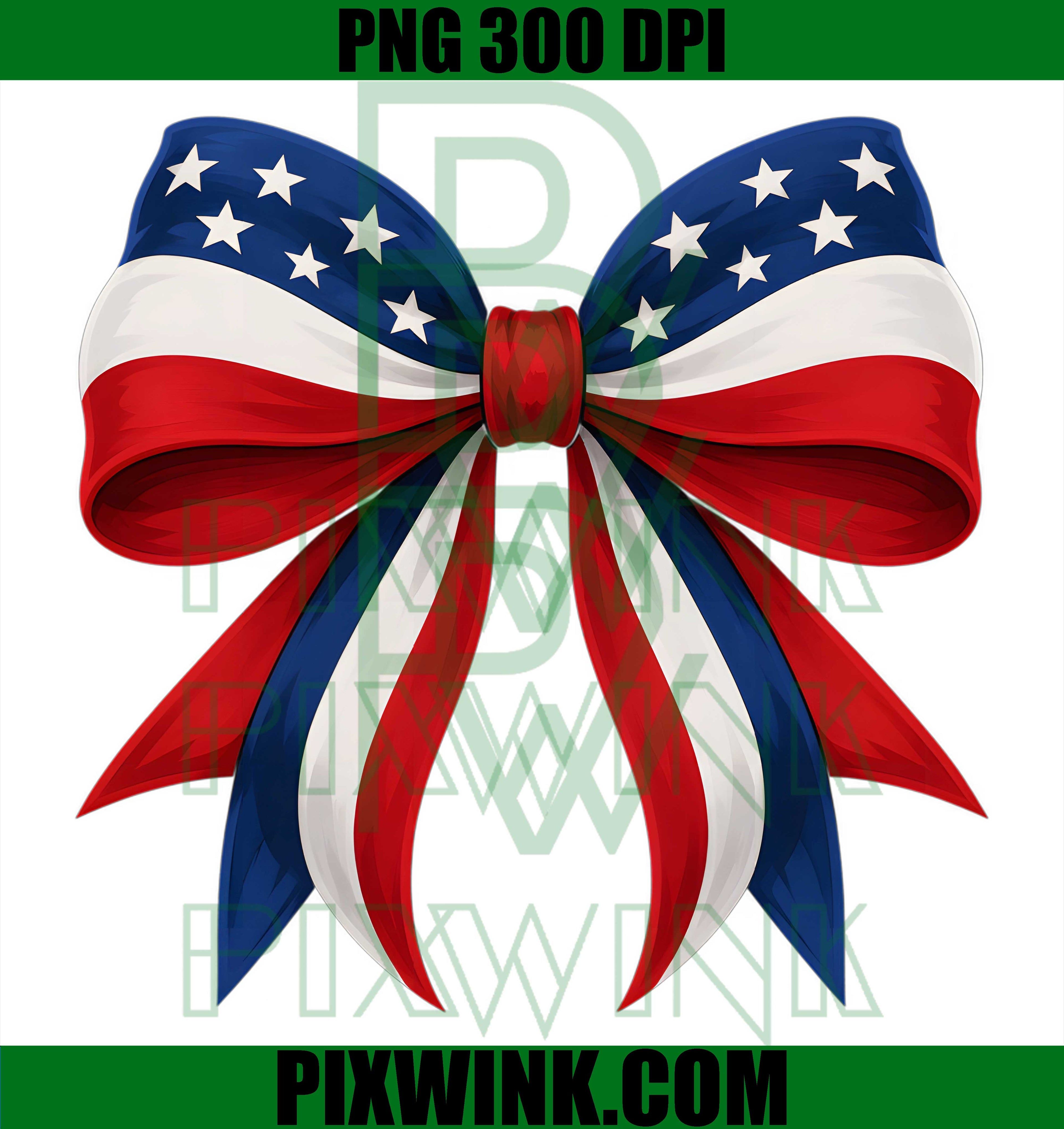 Patriotic Coquette Bow PNG, Americana Flag Core PNG, July 4 USA PNG