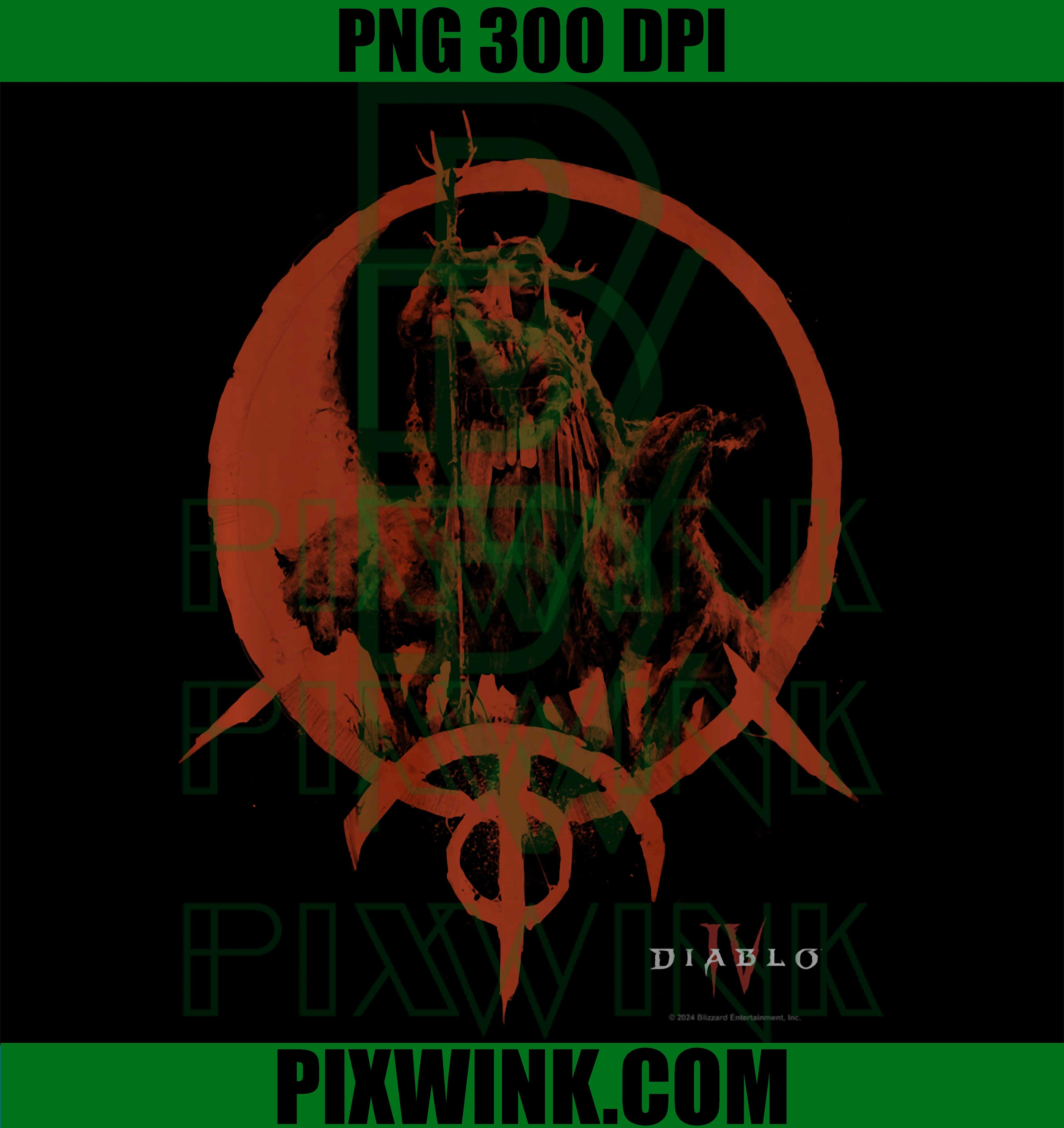 Diablo IV Druid PNG, Distressed Red Gaming Logo PNG
