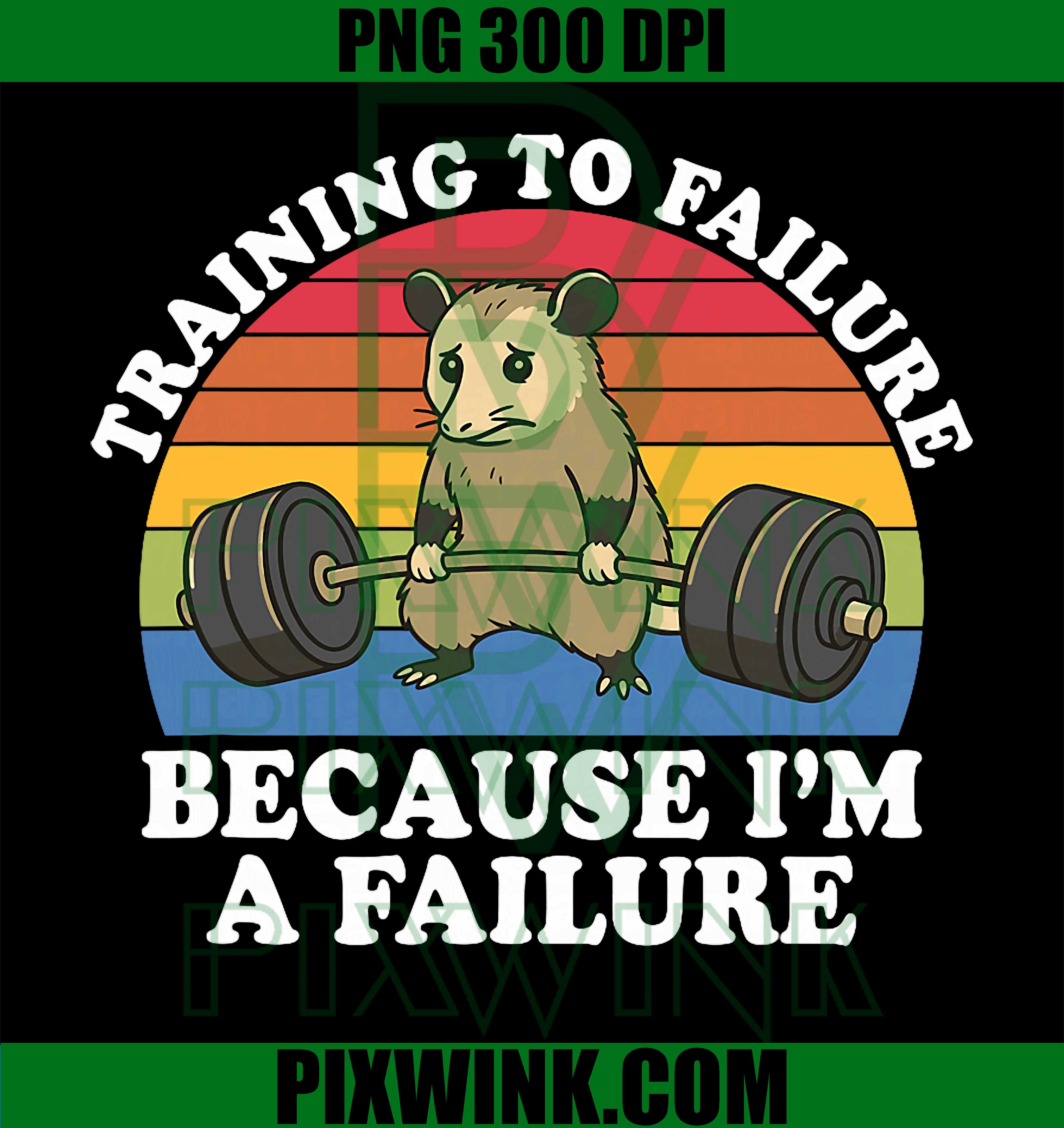 Gym Possum Training To Failure PNG, Funny Retro Possum Workout Meme PNG