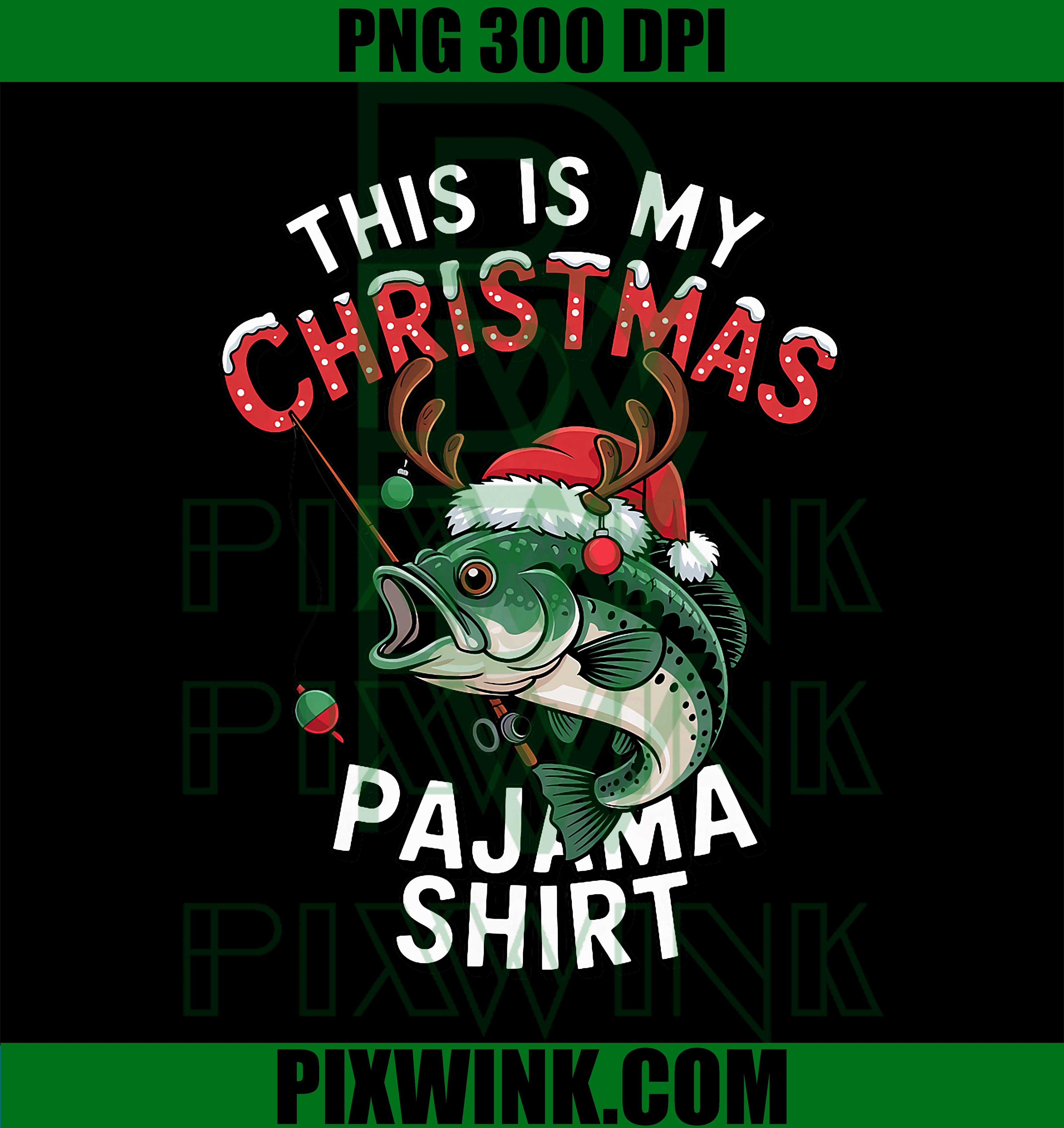 Funny Fishing This is My Christmas, Bass Fish Reindeer PNG