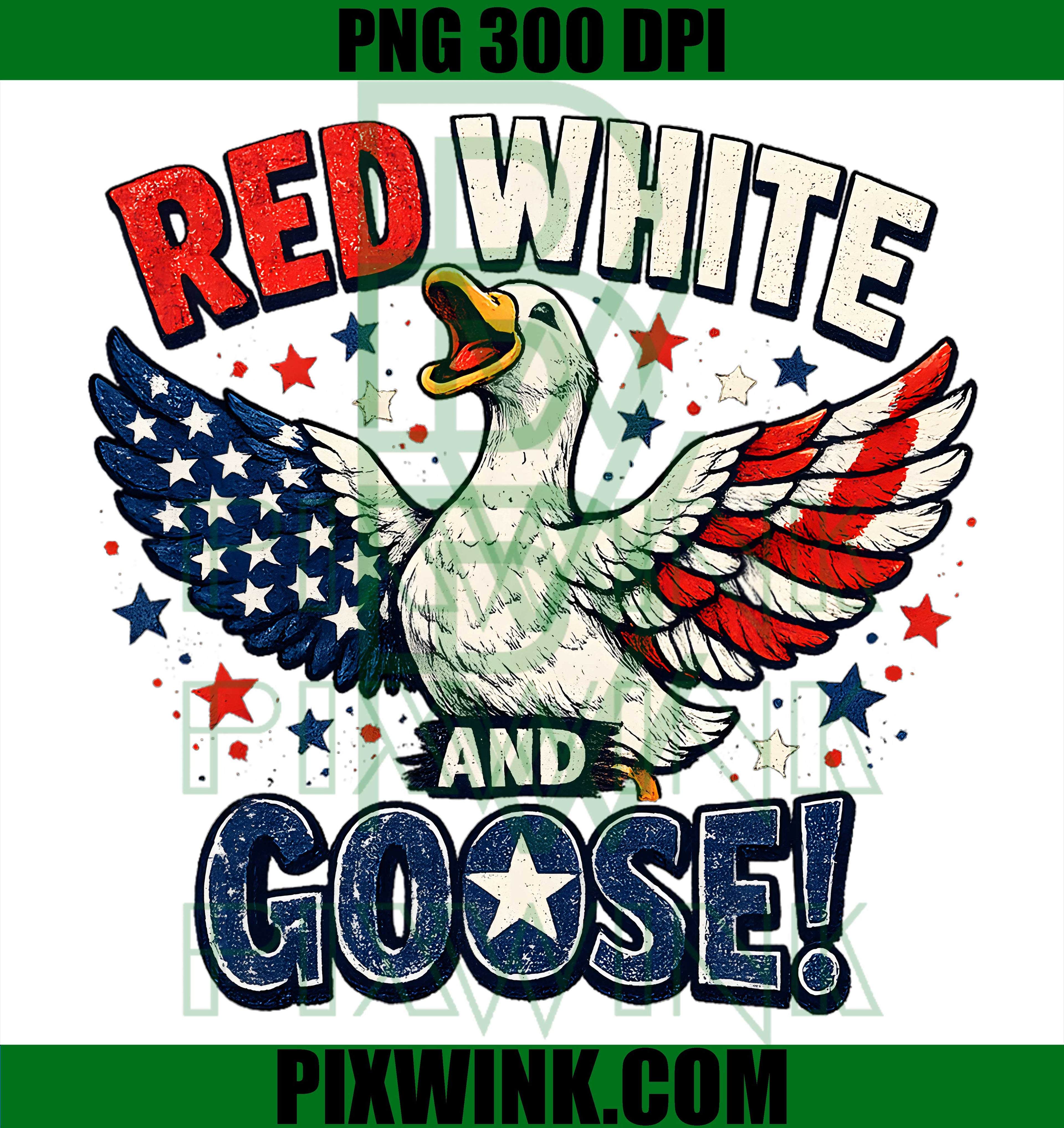 Red White And Goose Patriotic Fourth Of July PNG, Funny USA Flag Graphic