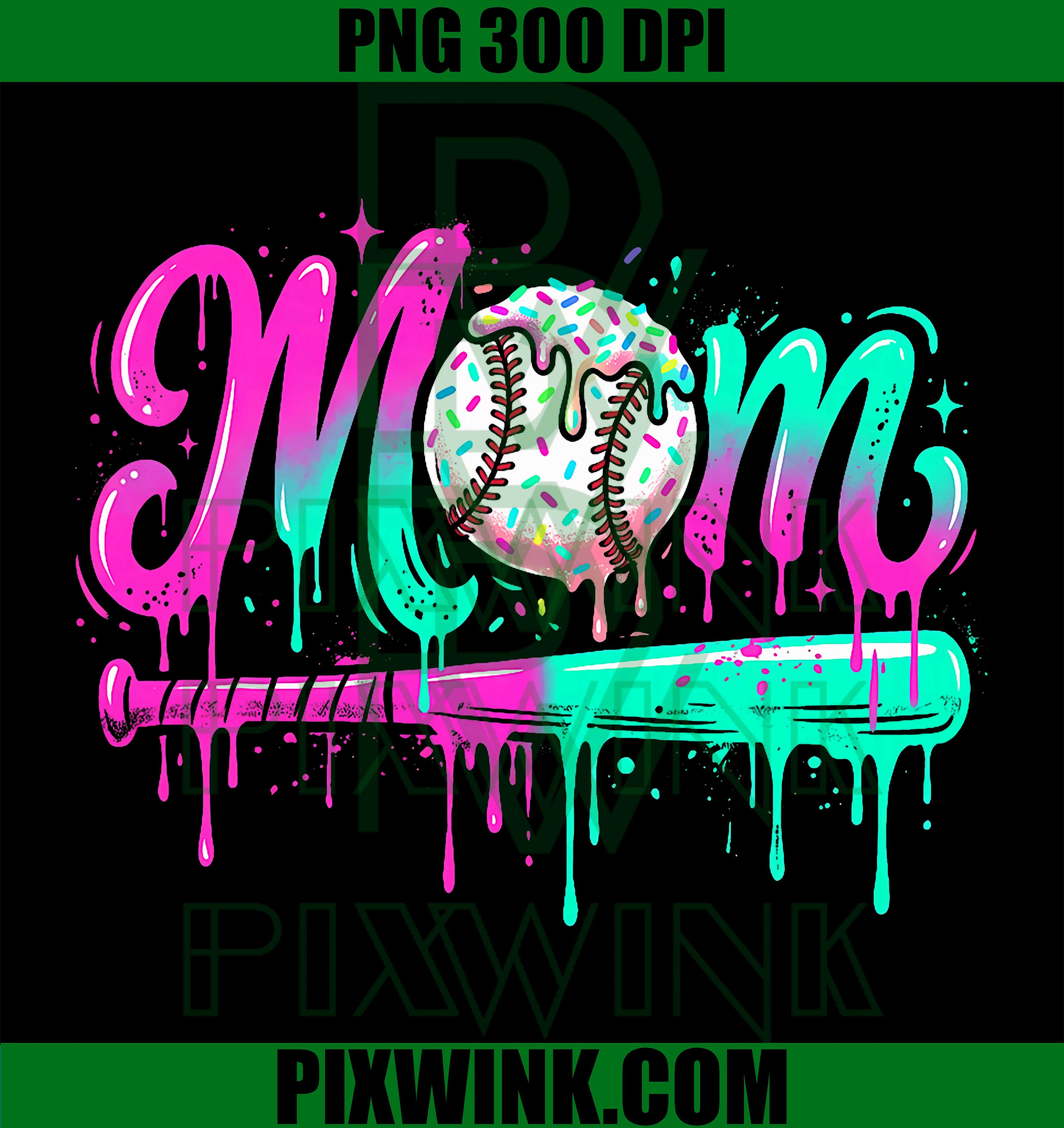 Baseball Mom Drip PNG, Ice Cream Mama Mother’s Day Retro Design