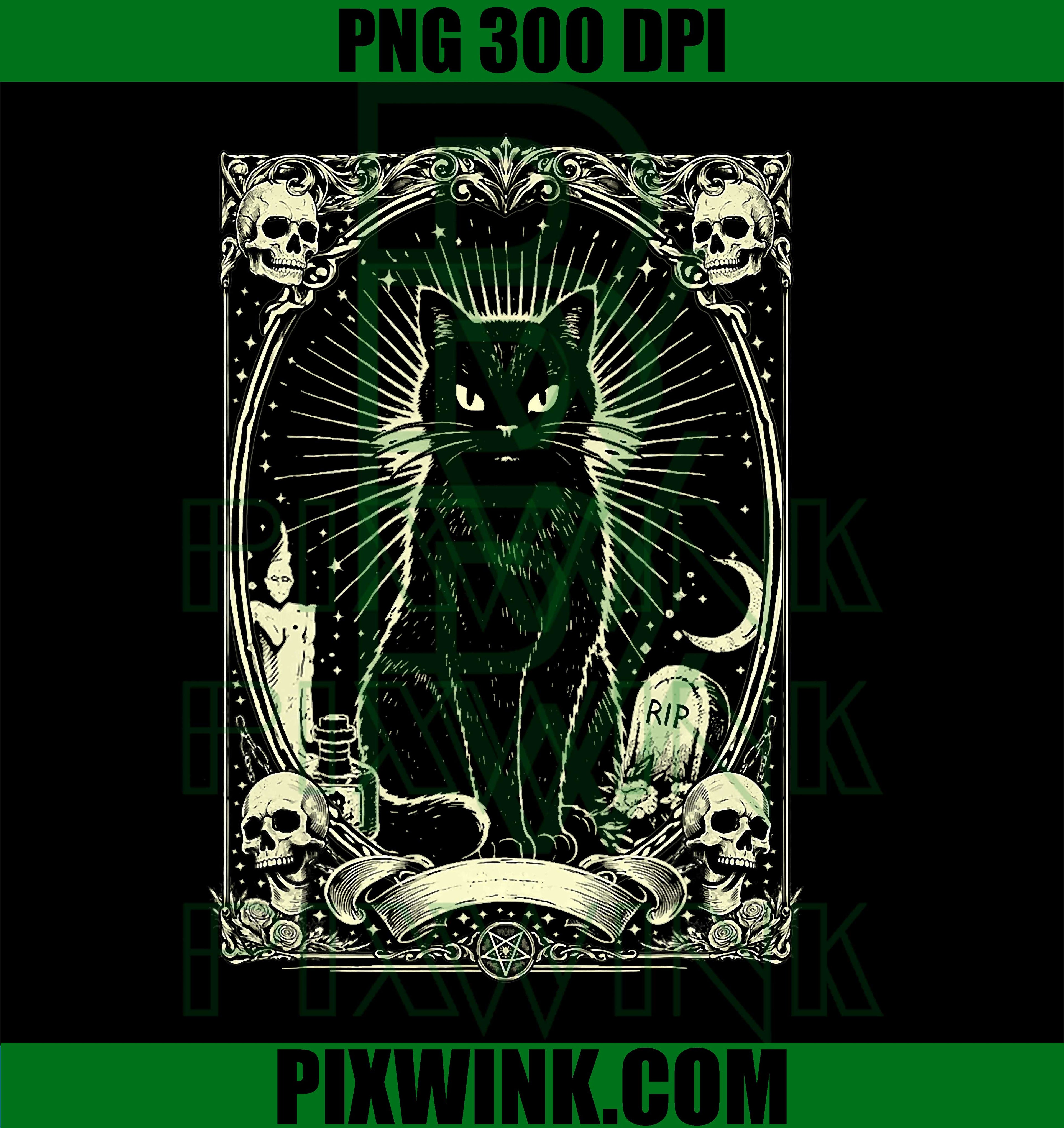 Gothic Black Cat PNG, Vintage Cat Design PNG, Dark Aesthetic PNG