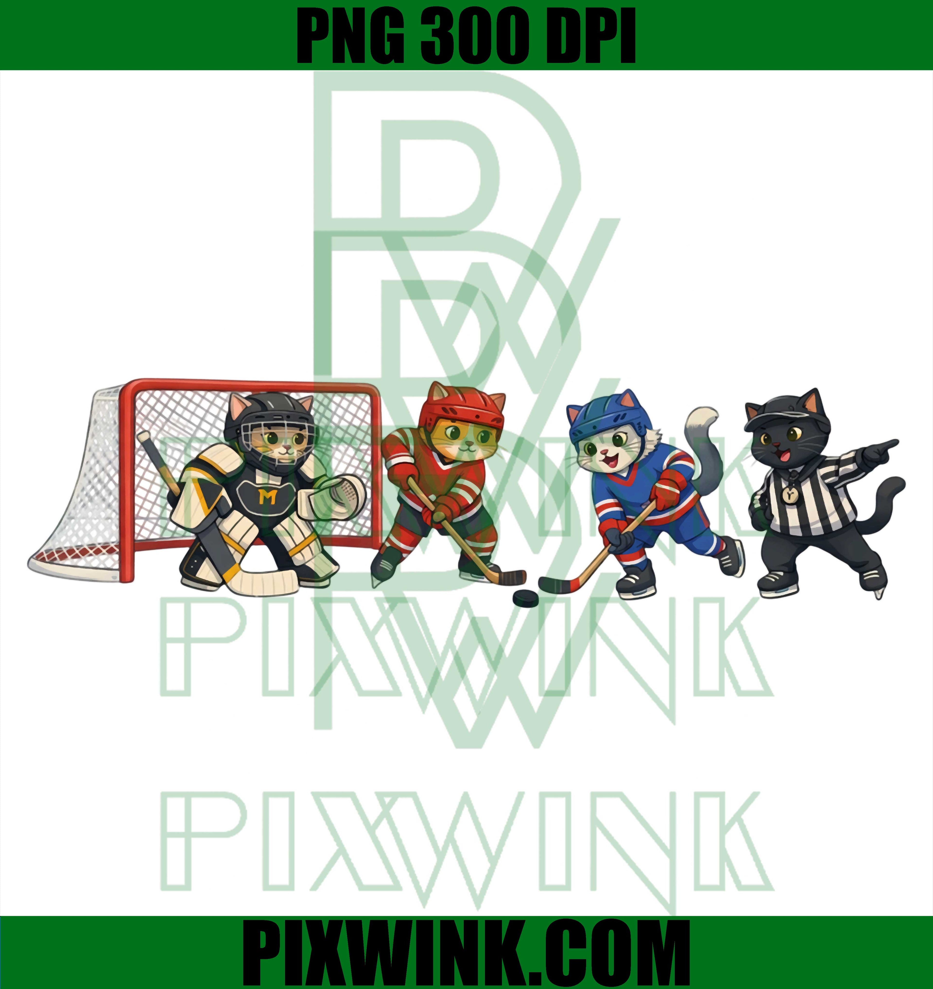 Ice Hockey Cats Player PNG, Funny Hockey Lover Pet Design PNG