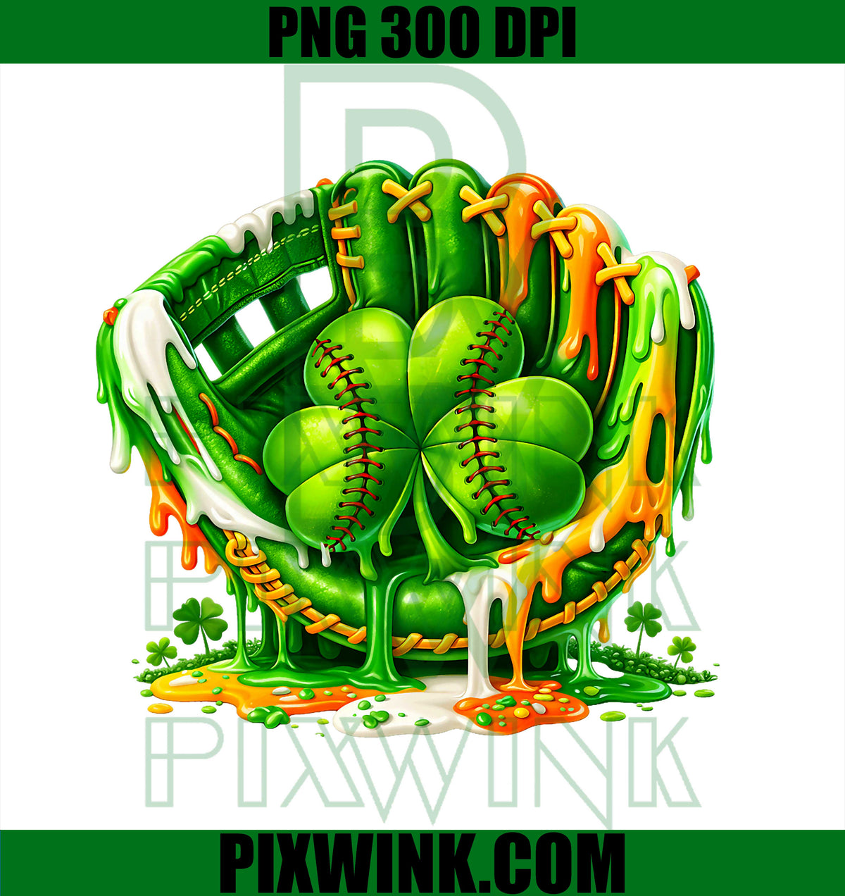 St. Patrick’s Day Baseball Drip, Ice Cream Shamrock Glove Sport PNG