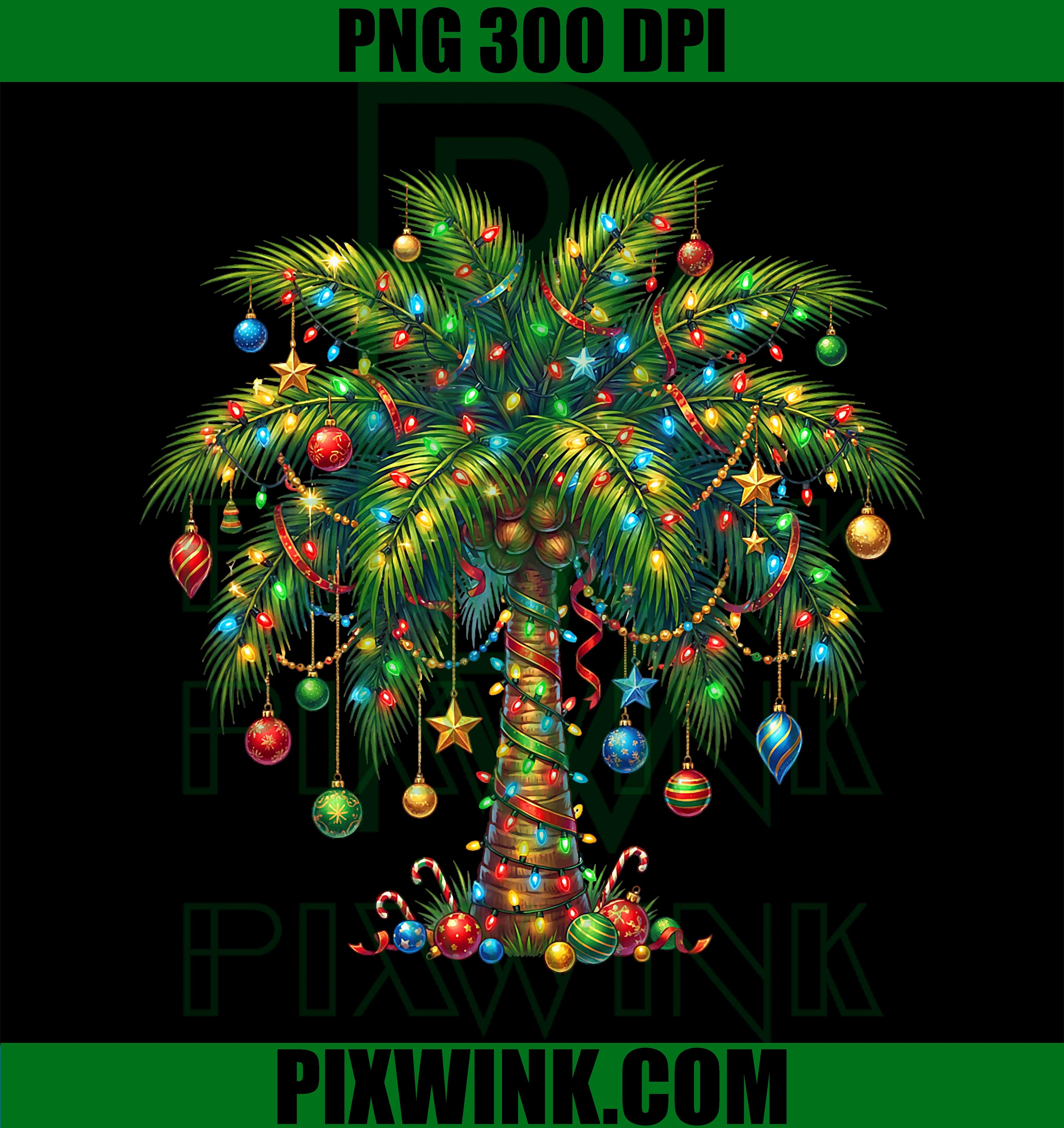 Christmas Palm Tree Light Hawaiian Tropical Xmas PNG