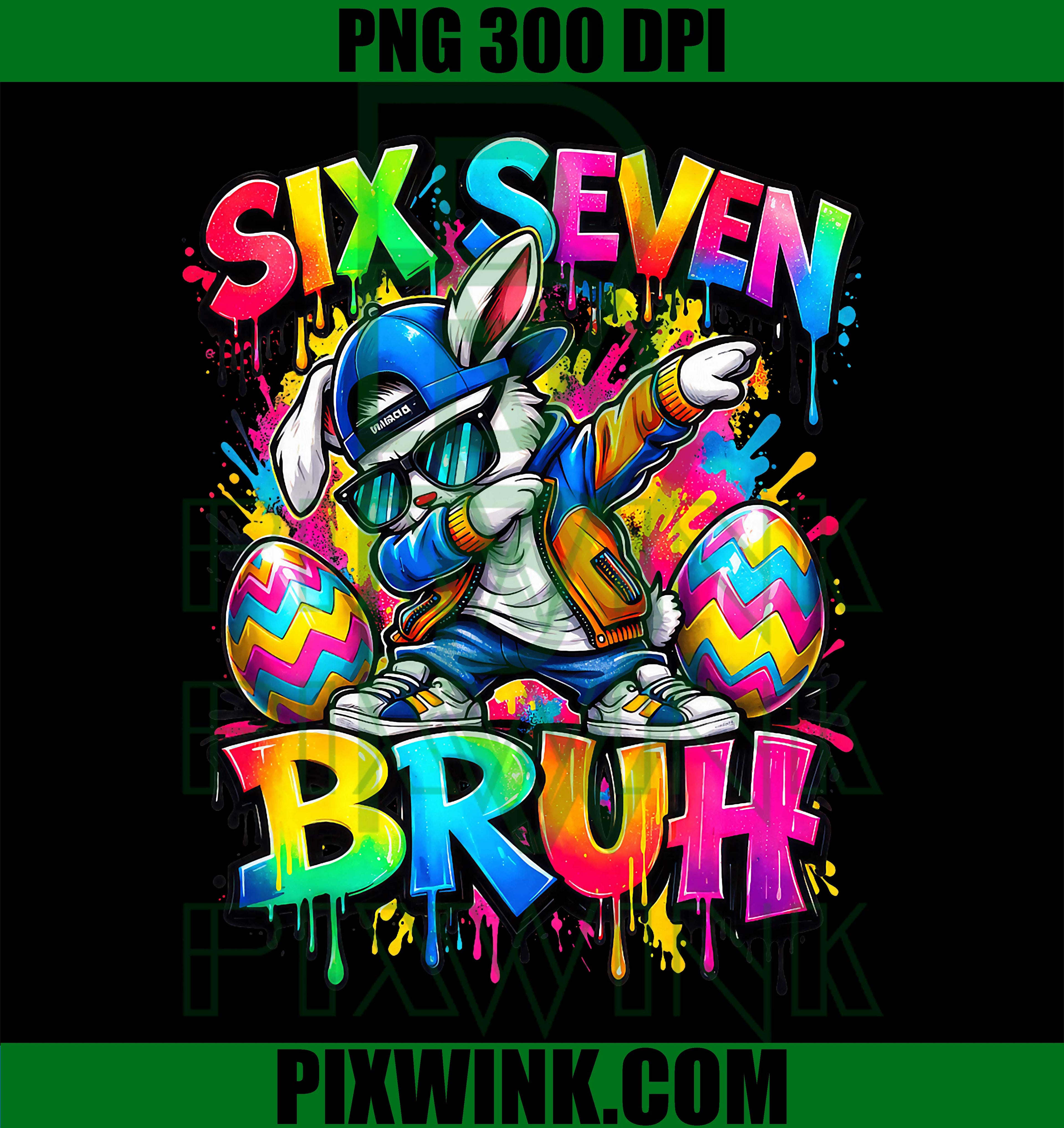 Funny 67 Easter Bunny PNG, Six Seven Bruh Meme PNG, Easter Meme PNG