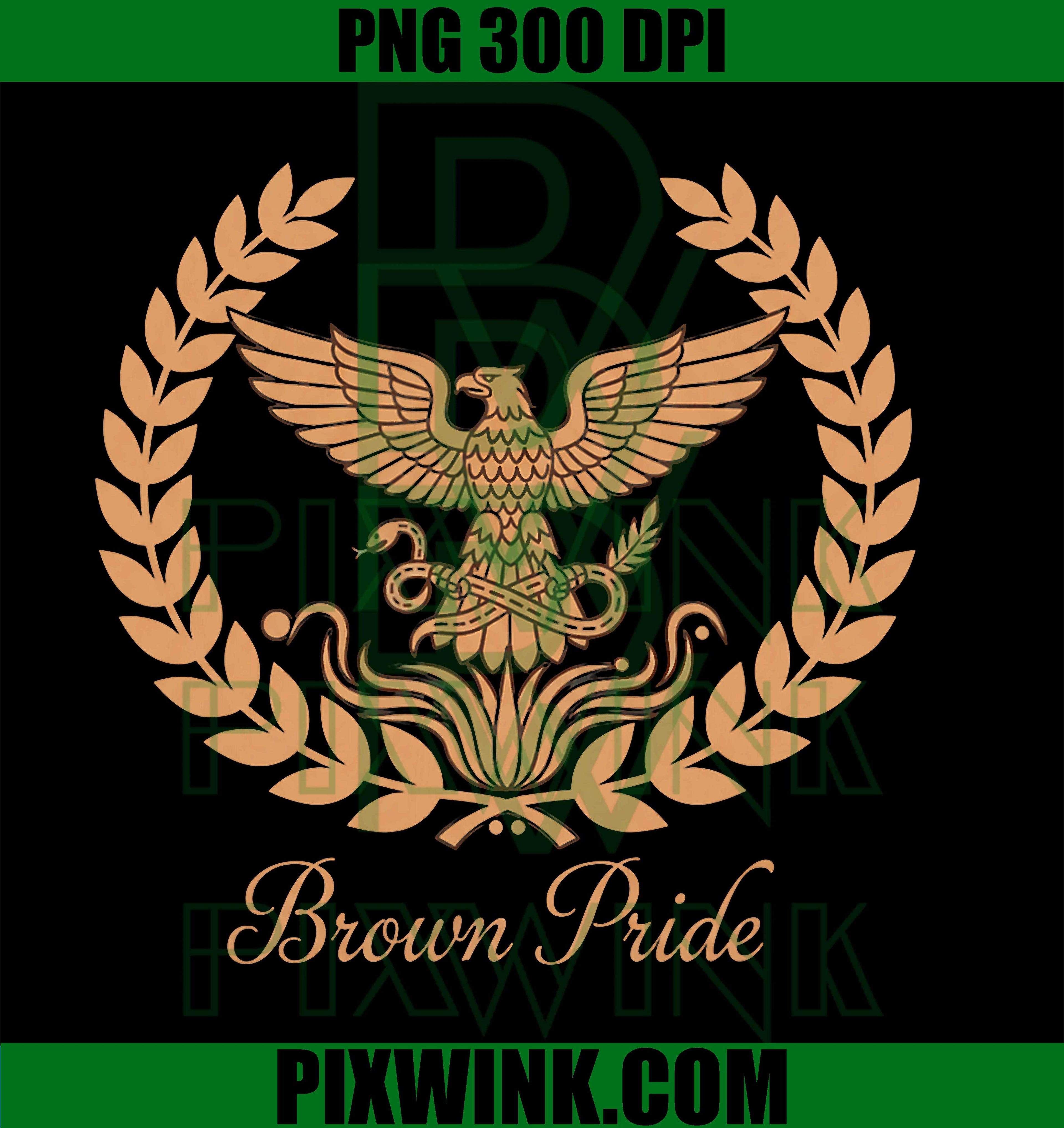 Brown Pride Latino Eagle PNG, Latinx Heritage Laurel Emblem PNG