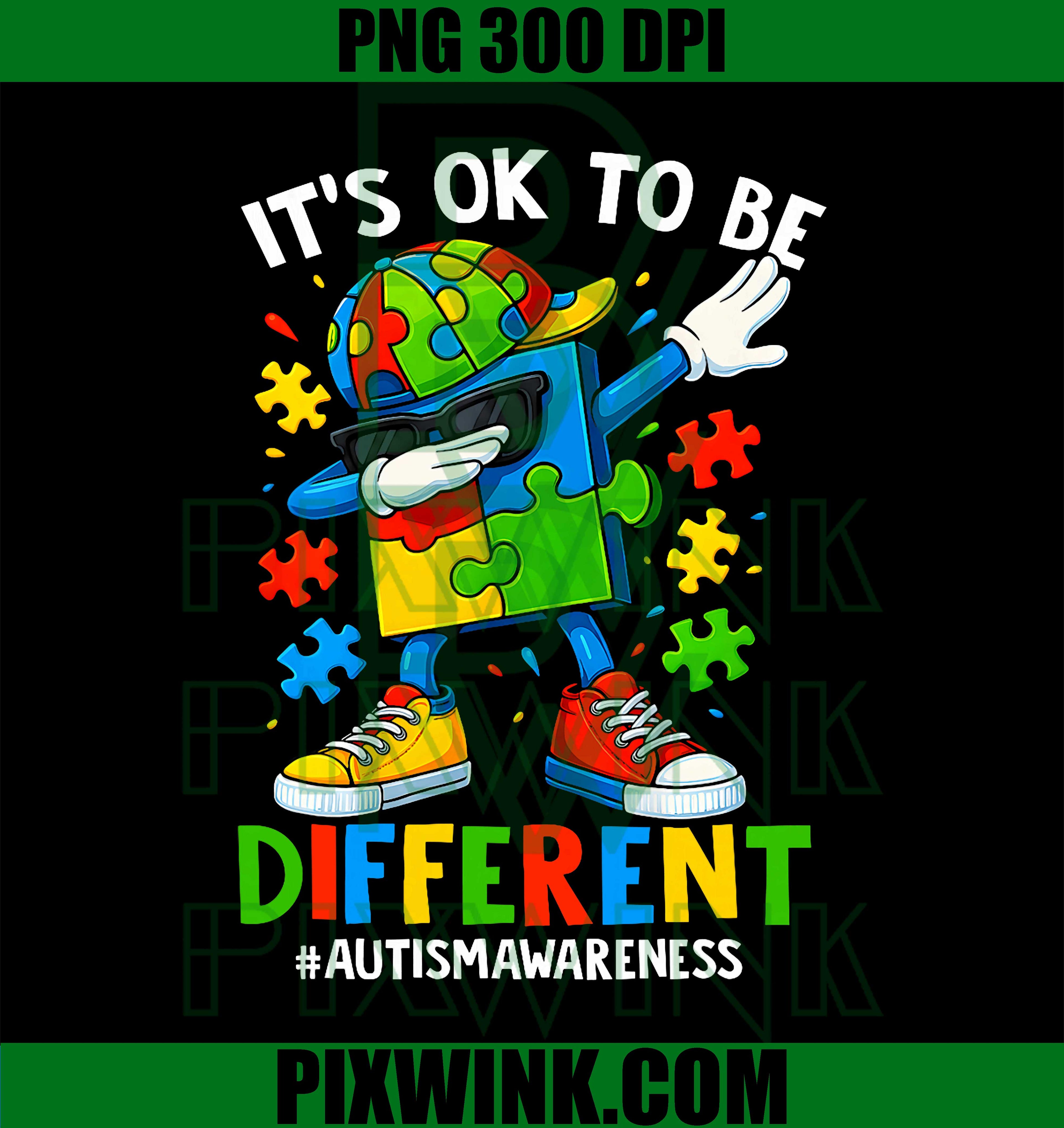 It’s OK To Be Different PNG, Dabbing Puzzle PNG, Autism Awareness PNG