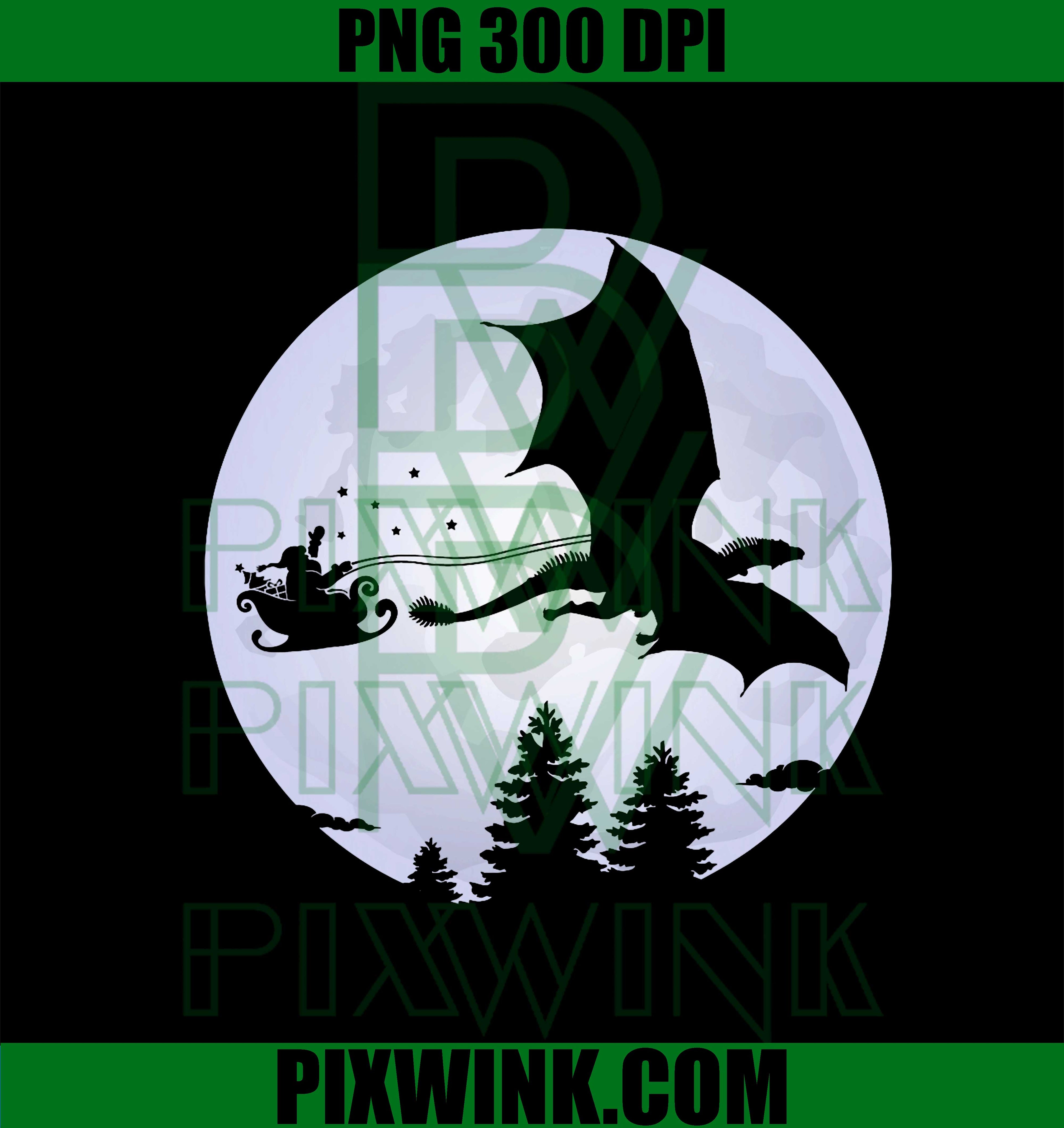 Santa Dragon Sleigh, Christmas Santa Dragon Full Moon PNG