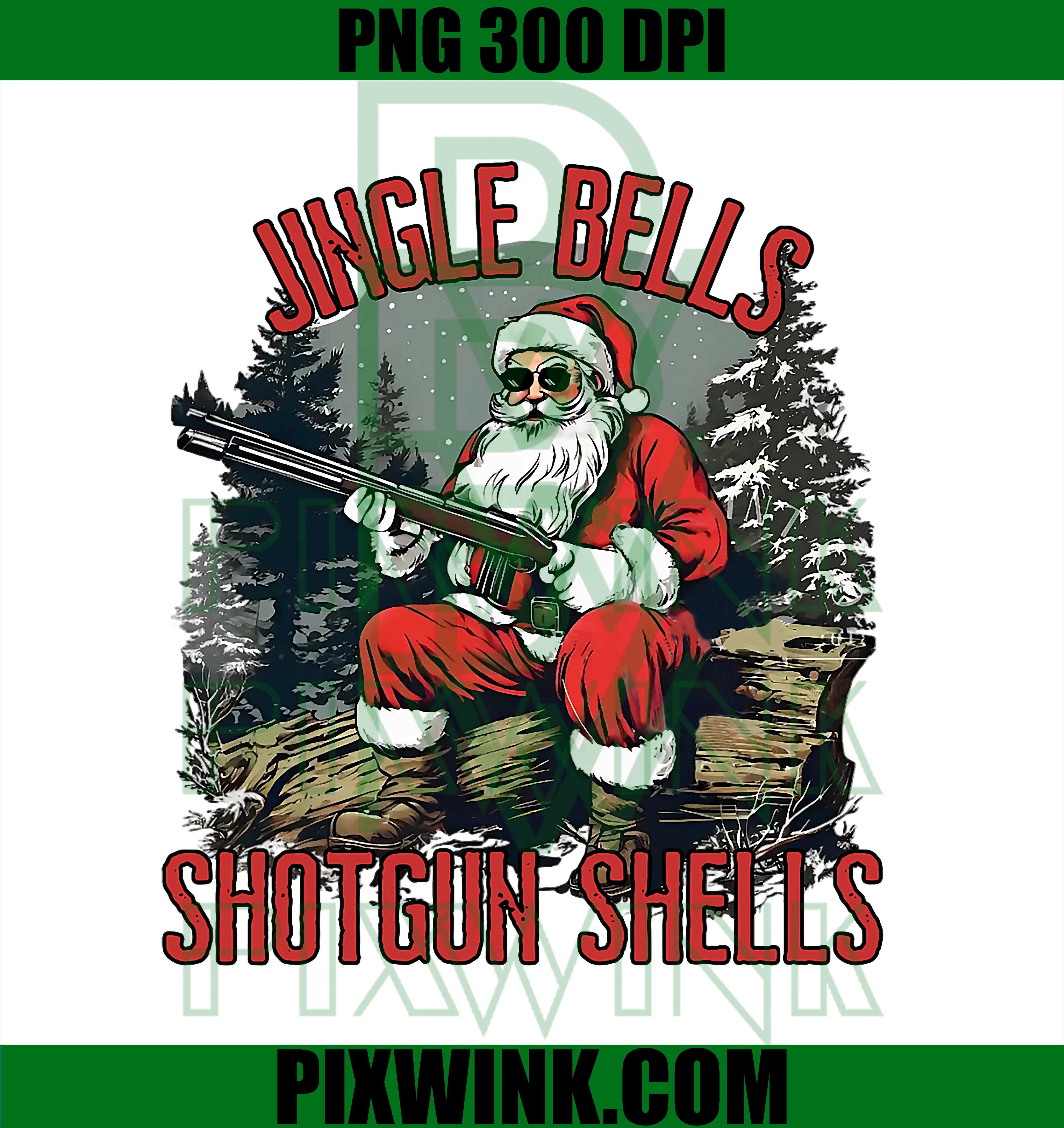 Jingle Bells Shotgun Shells, Funny Santa Men Bruh Gun PNG