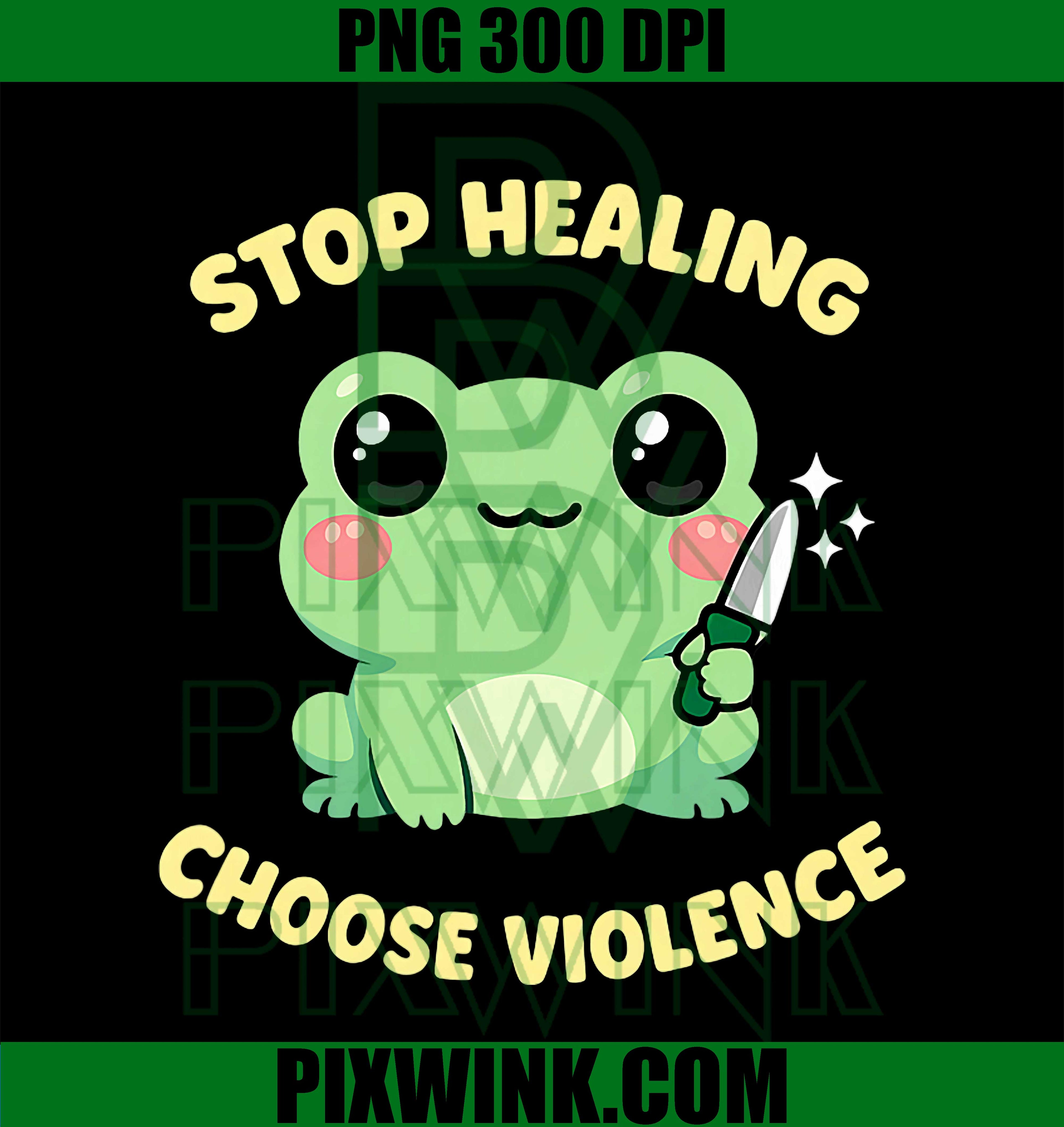 Kawaii Frog Choose Violence PNG, Funny Ironic Frog Meme PNG