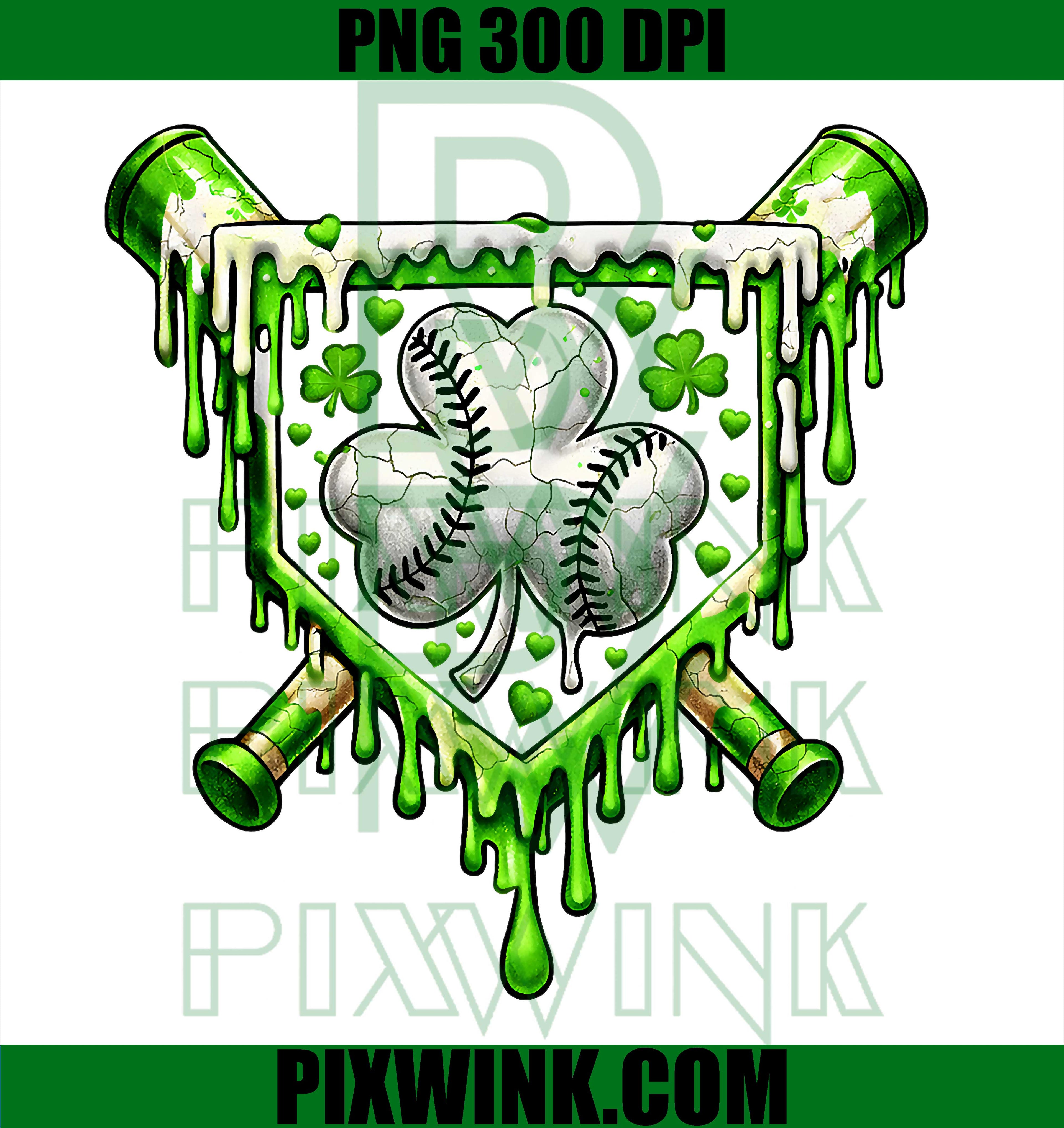 St Patricks Baseball PNG, Shamrock Ice Cream PNG, Baseball Shamrock PNG
