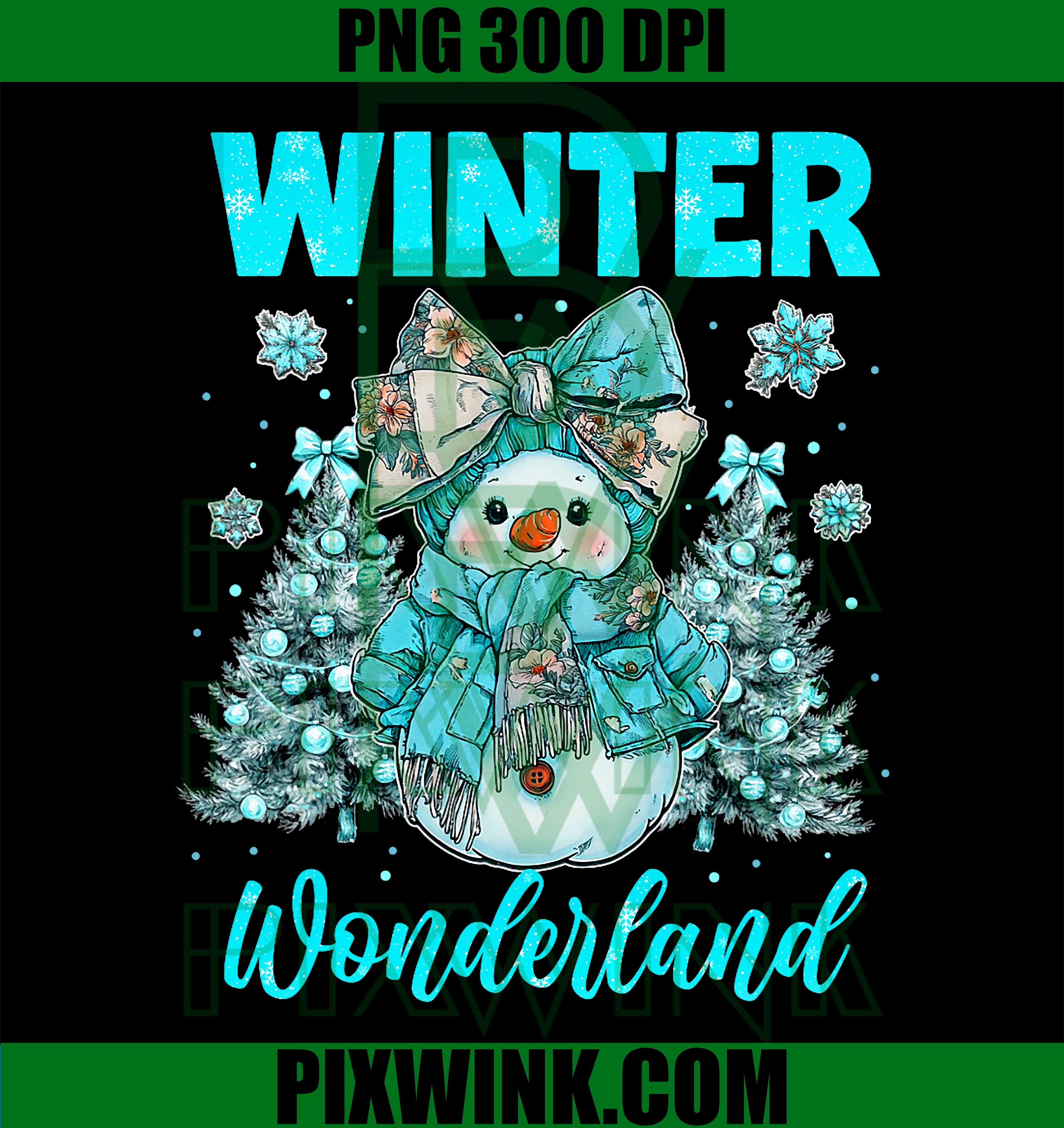 Winter Wonderland PNG, Cute Coquette Bow Snowman Xmas Girly PNG