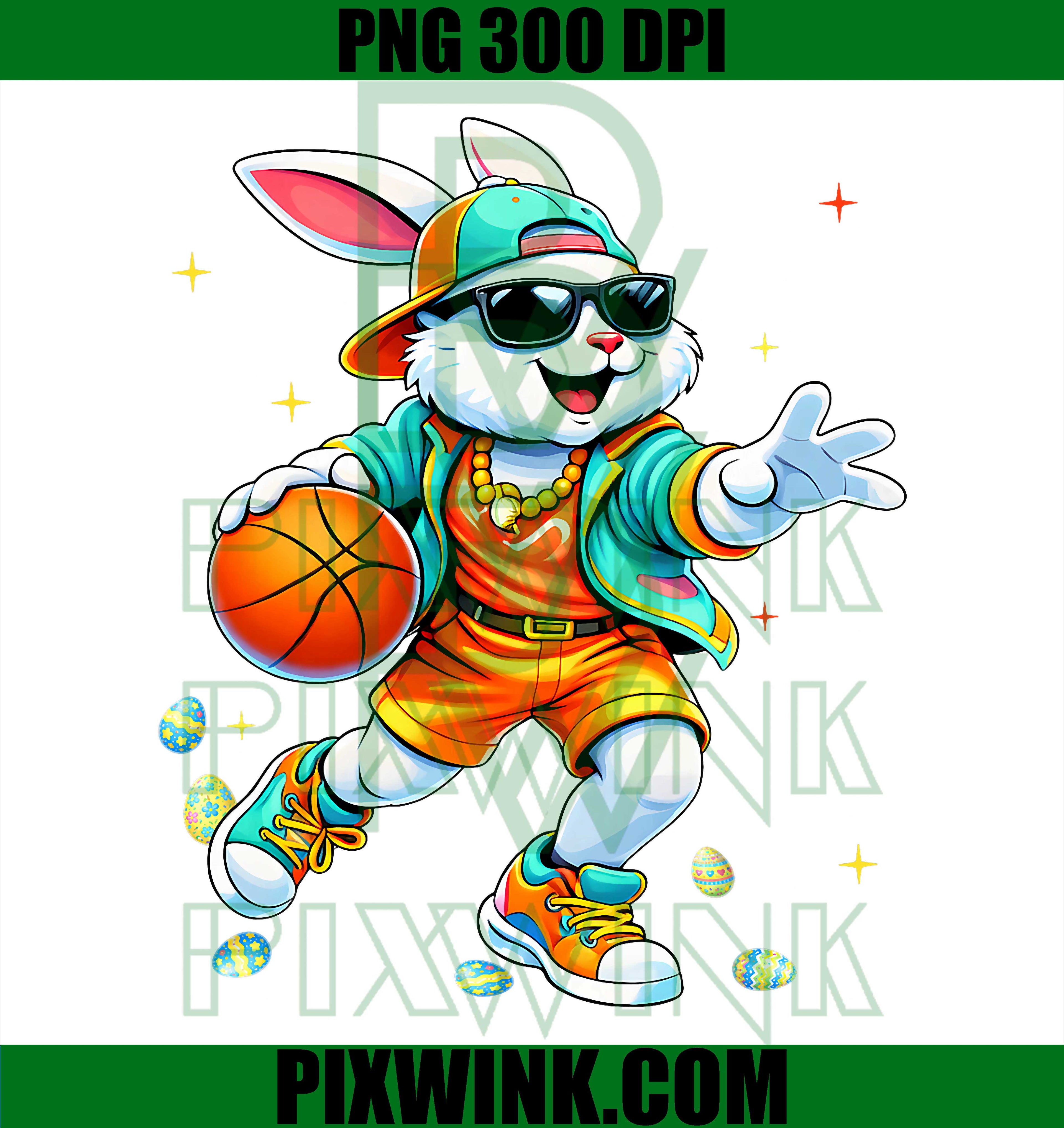 Funny Rabbit Bunny Basketball PNG, Easter Basketball Bunny PNG