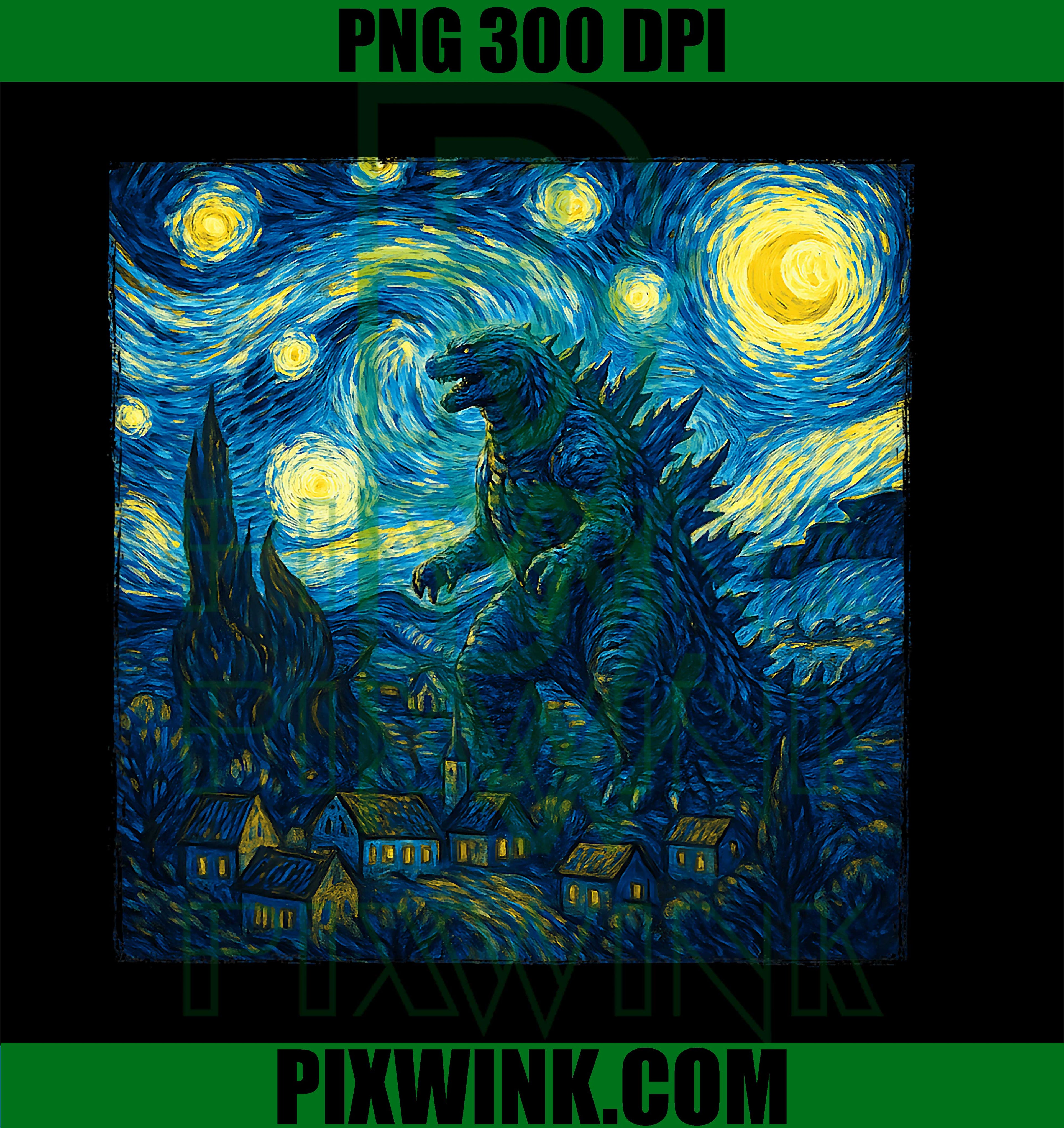 Japanese Monster Kaiju Van Gogh Starry Night PNG