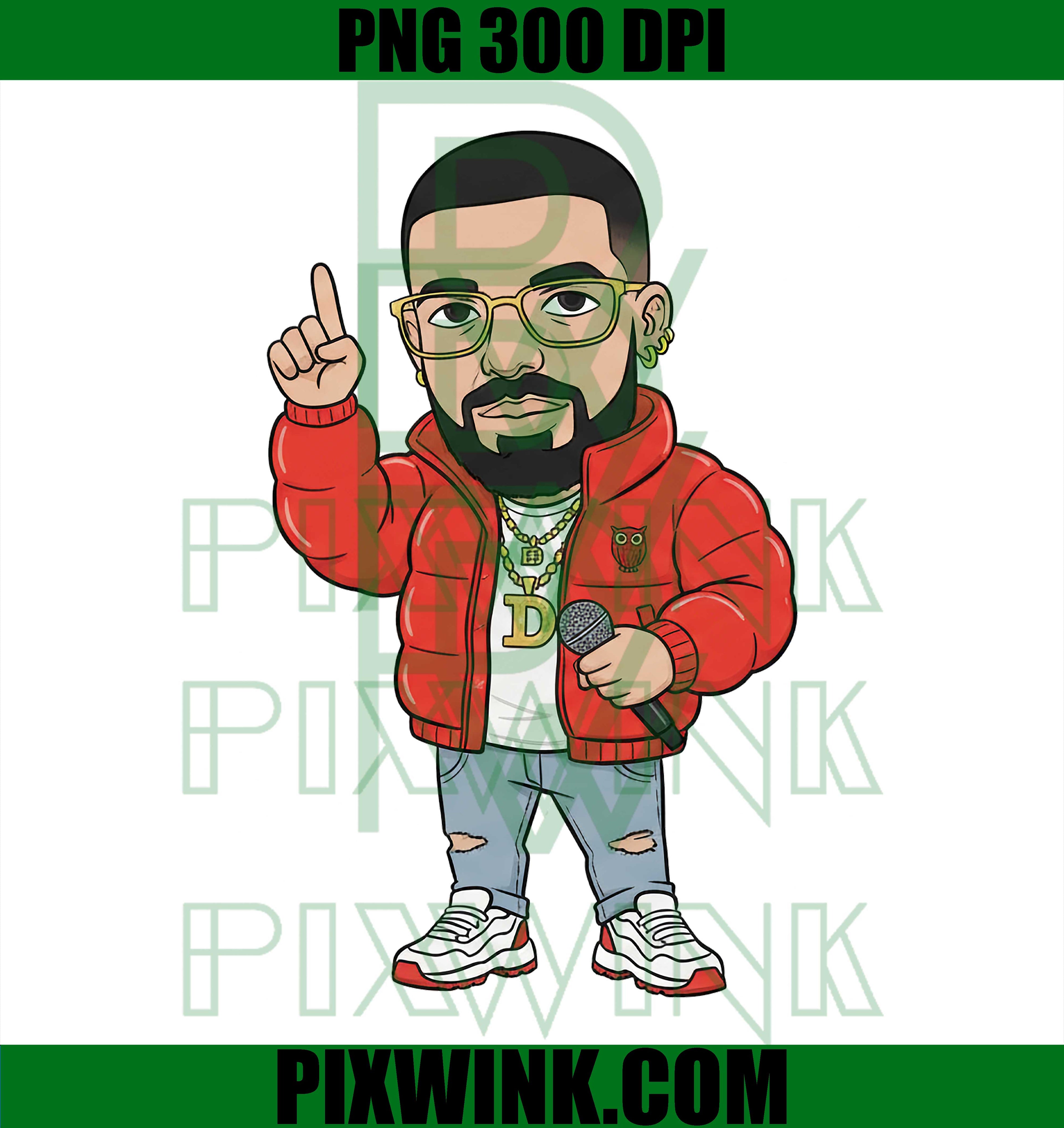 Hip Hop Rapper Cartoon Character PNG, Drake PNG