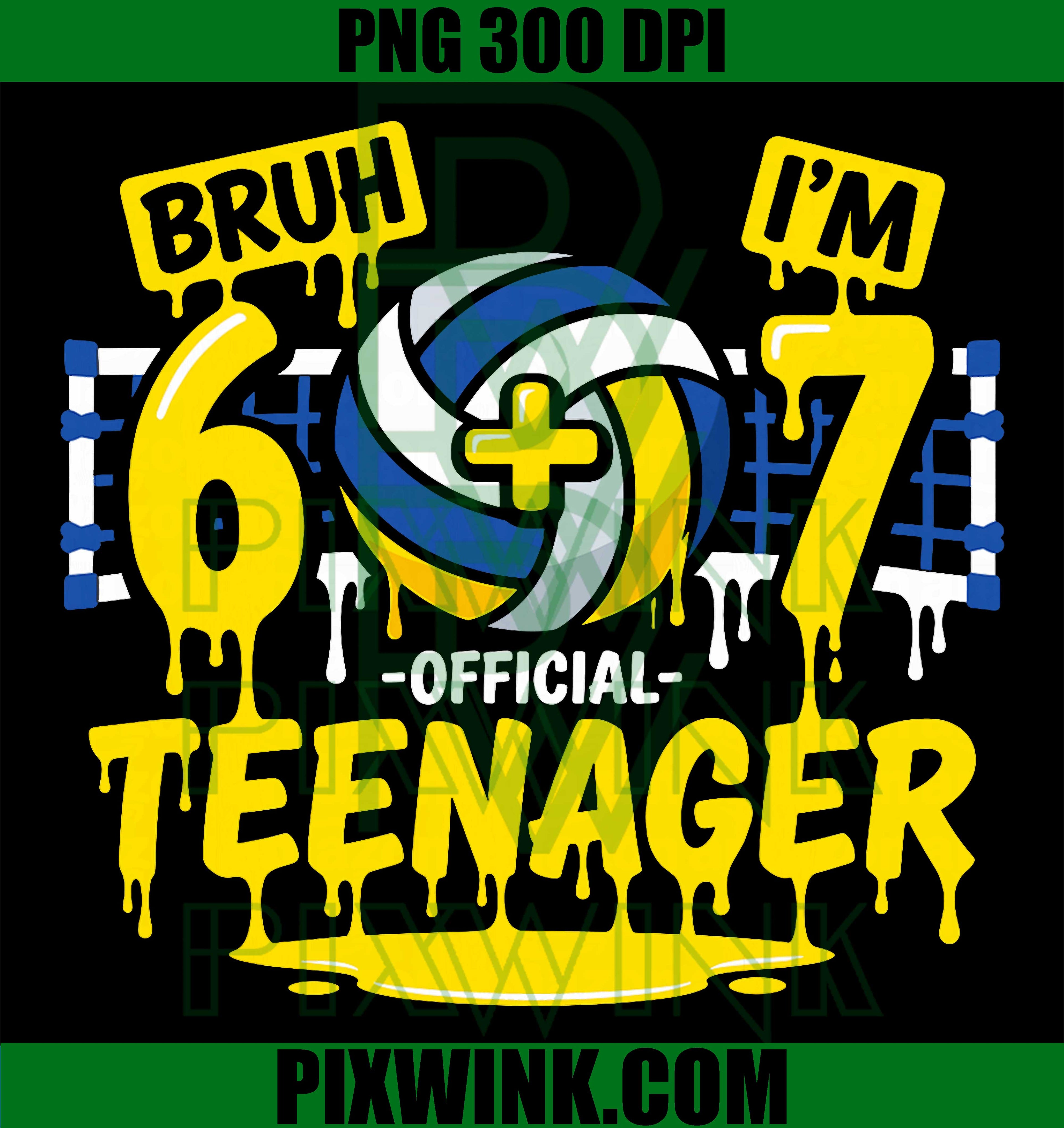 13th Birthday Volleyball PNG, Bruh 6 Plus 7 Volleyball PNG