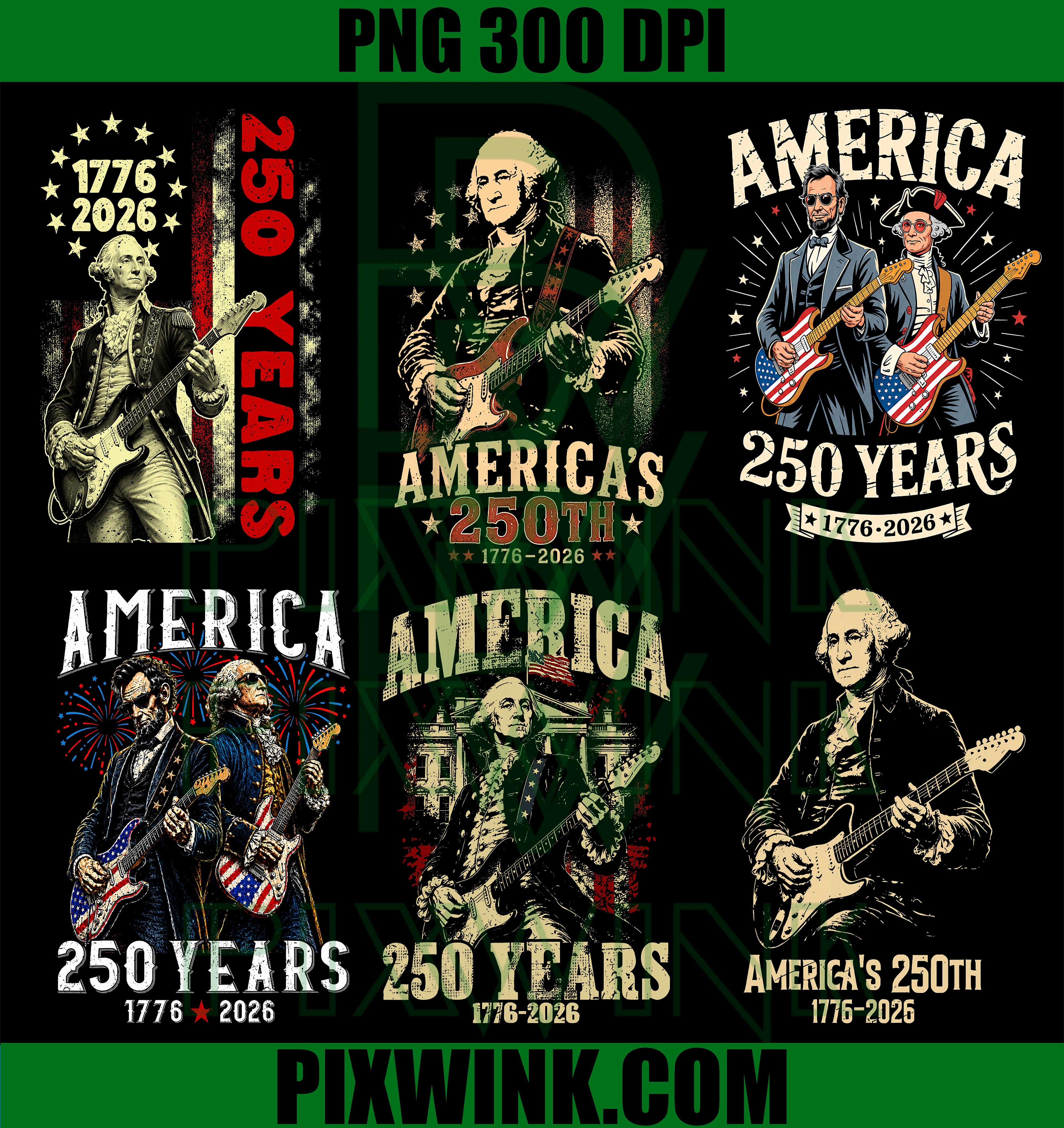 America 250th George Washington Lincoln Rocker Bundle PNG, US Flag Patriotic PNG