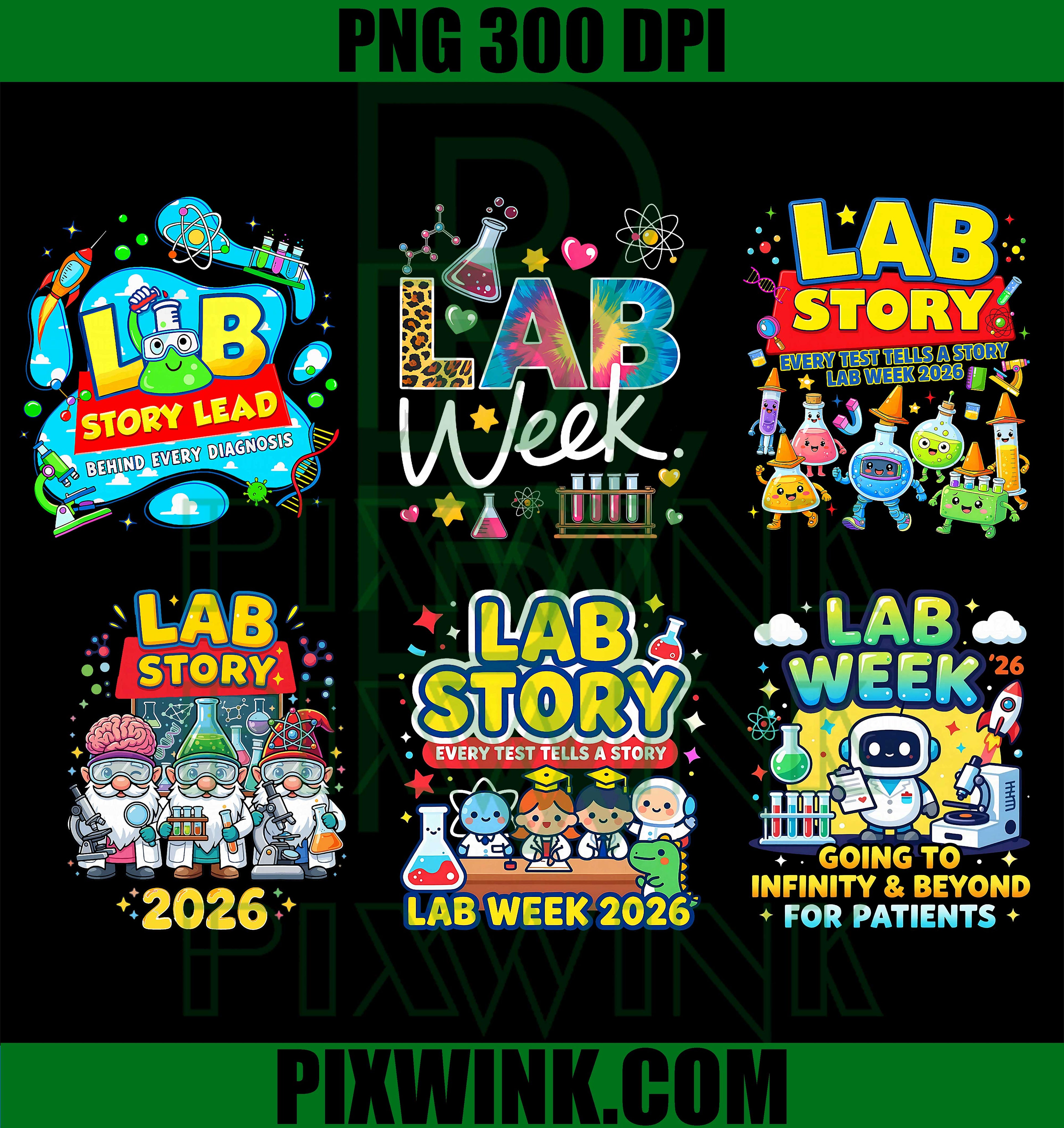 Lab Week 2026 Bundle PNG, Medical Laboratory Design PNG, Digital Download PNG