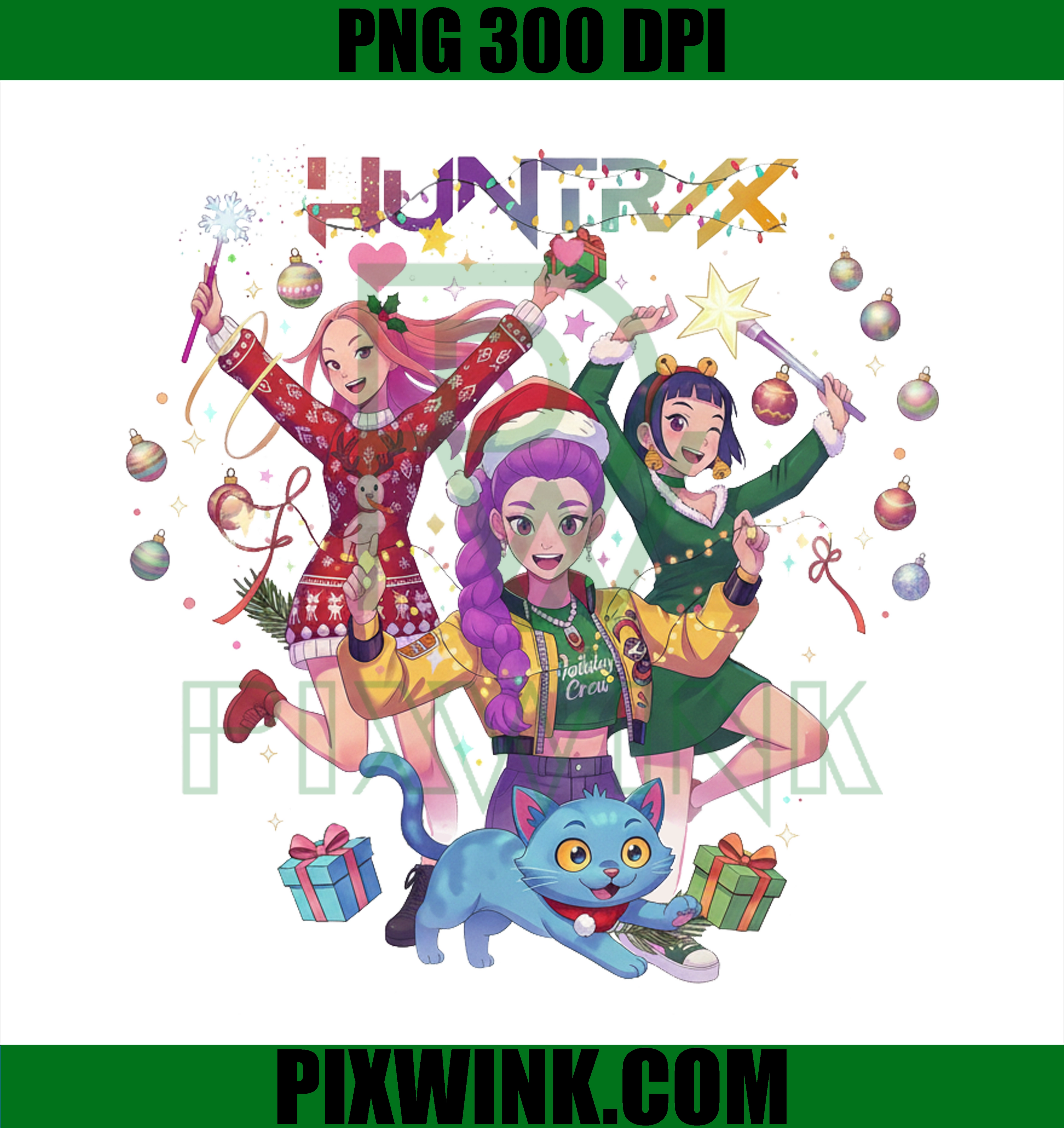 Christmas Kpop Girls PNG, Cute Holiday Crew Clipart, Festive Digital Download 300DPI