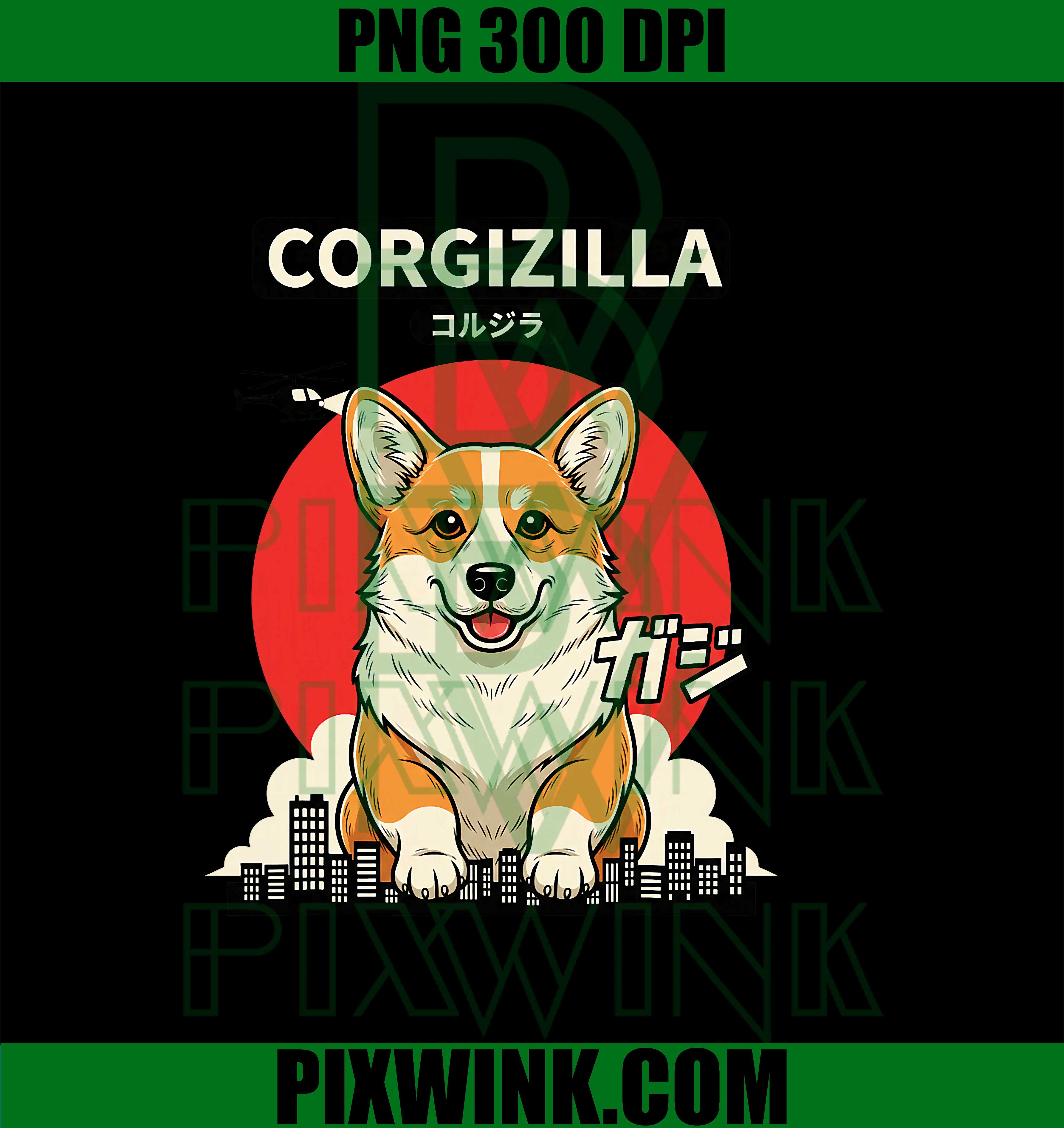 Japan Corgizilla Kaiju Corgi Monster Retro Japanese Pop Art PNG