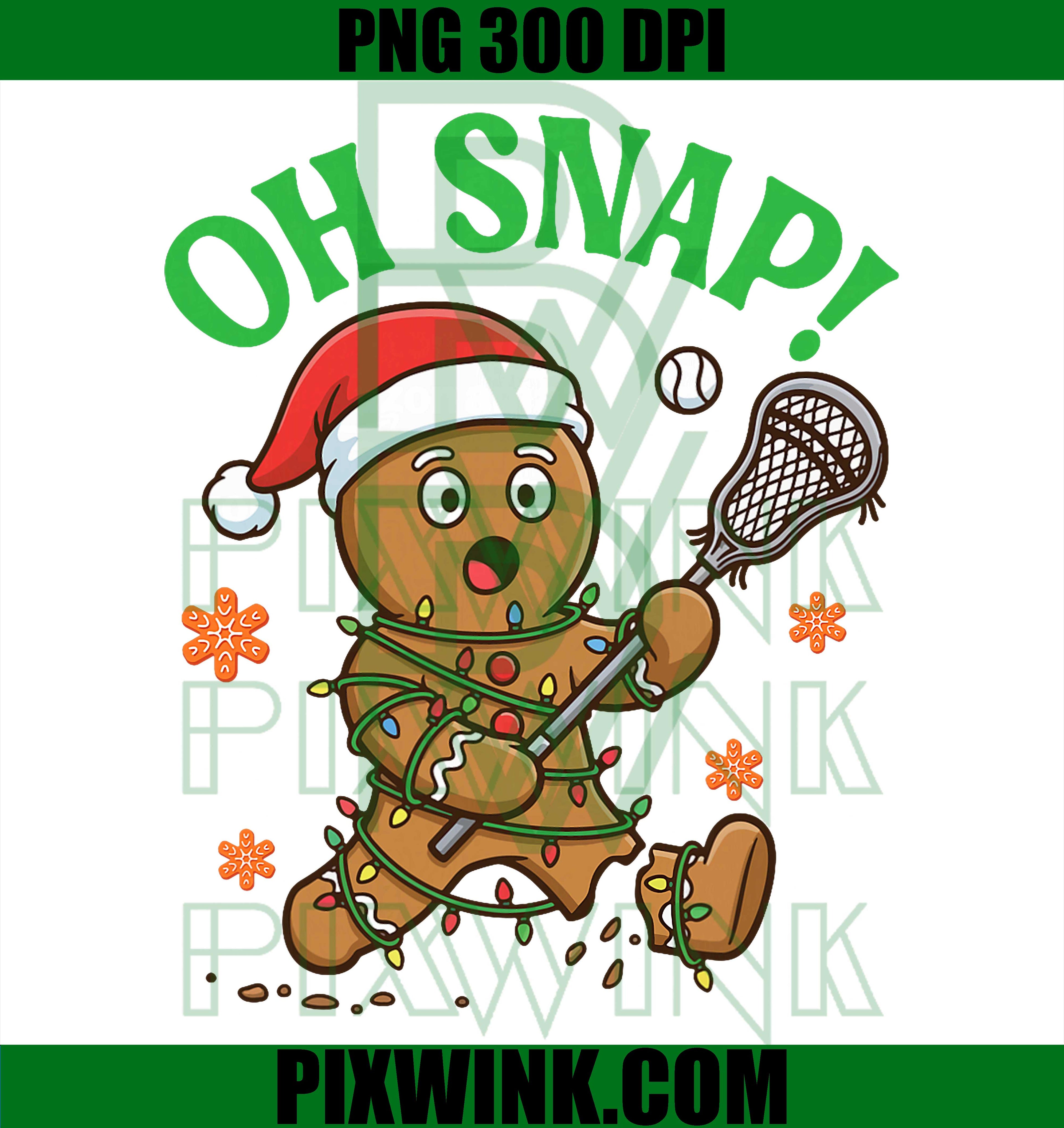 Funny Gingerbread Lacrosse Christmas Cookie Oh Snap Santa PNG