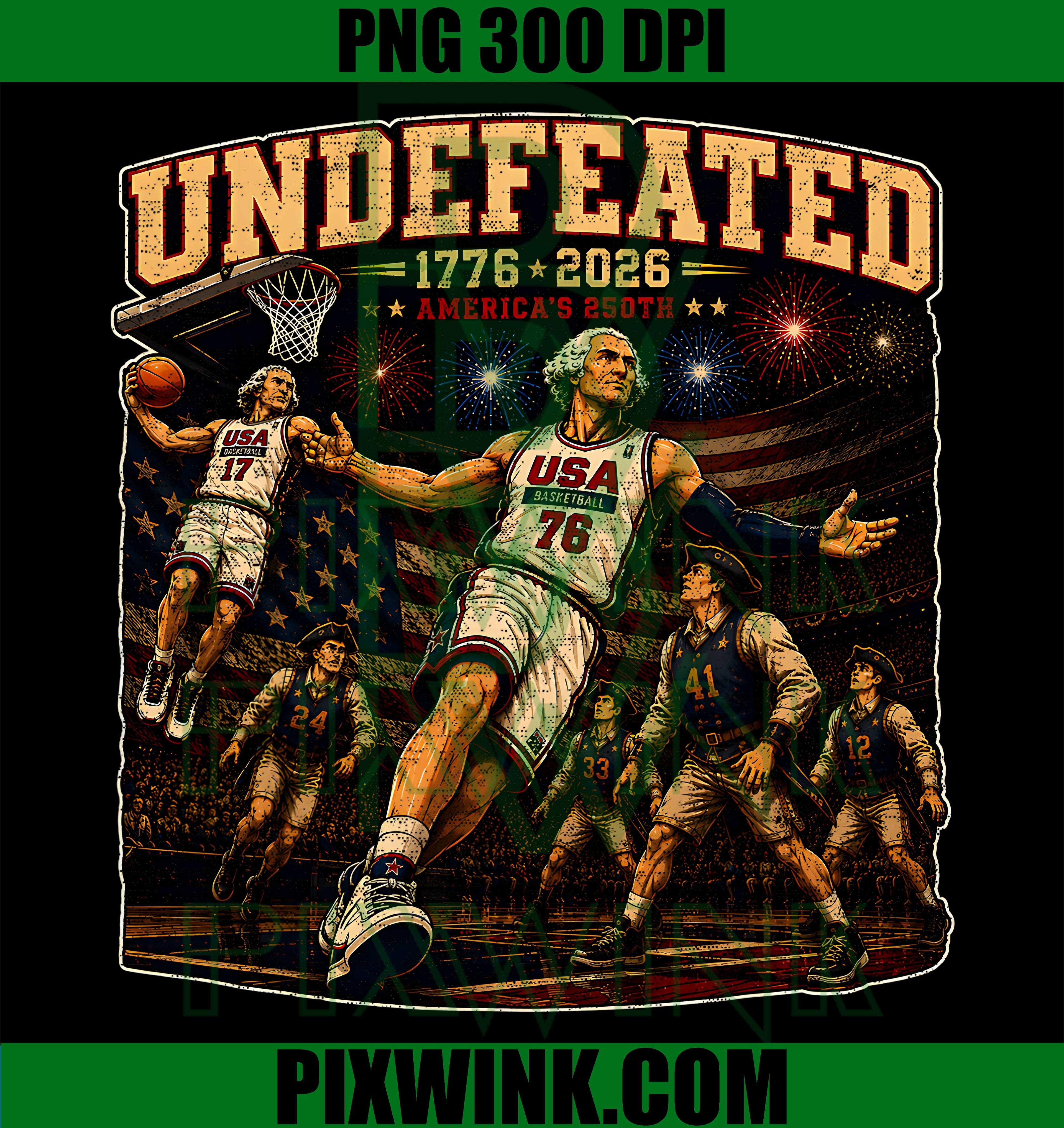Undefeated Basketball PNG, America 250th PNG, 4th Of July PNG