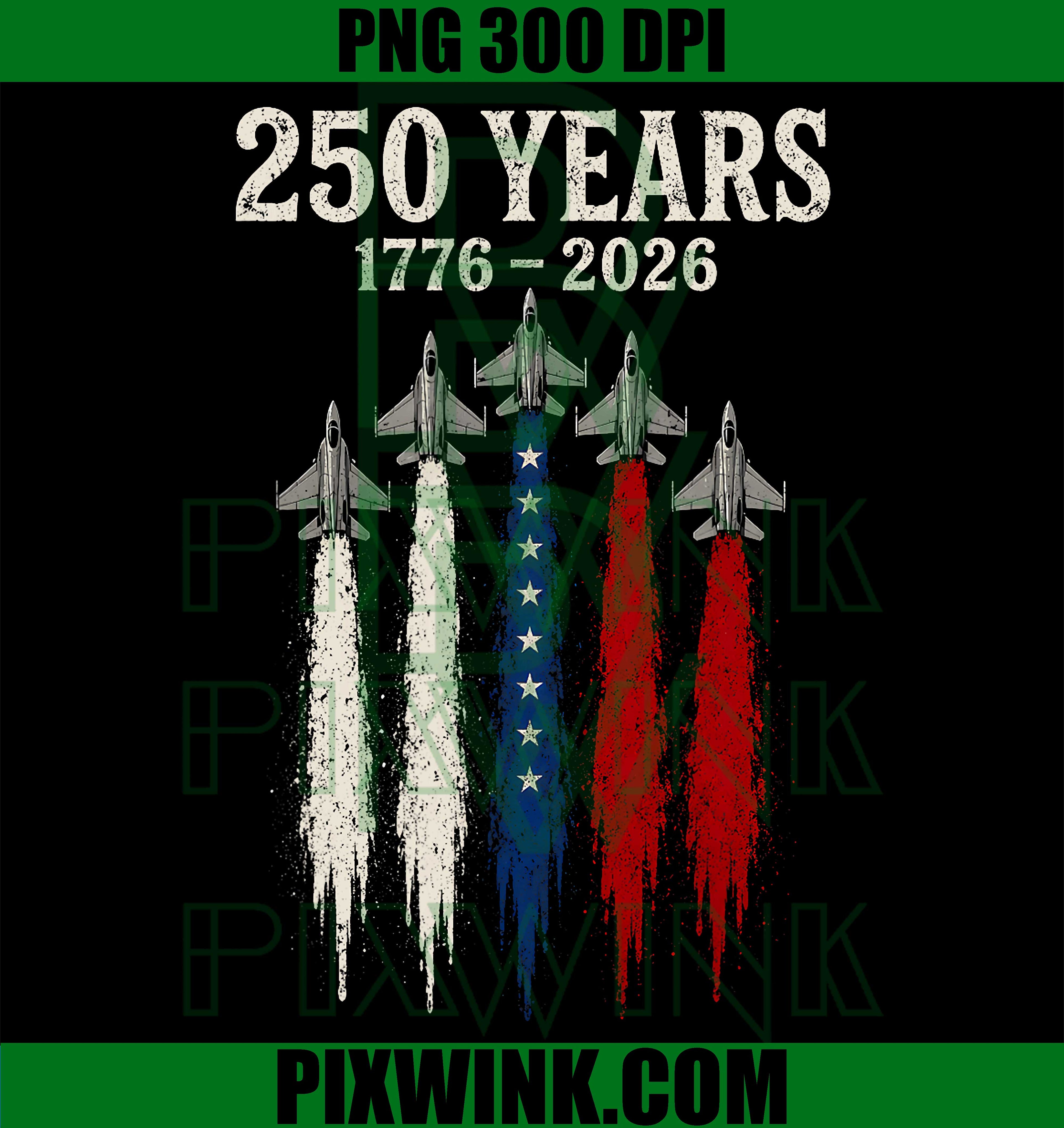 USA 250 Years Patriotic Jet Fighter PNG, 250th Anniversary PNG