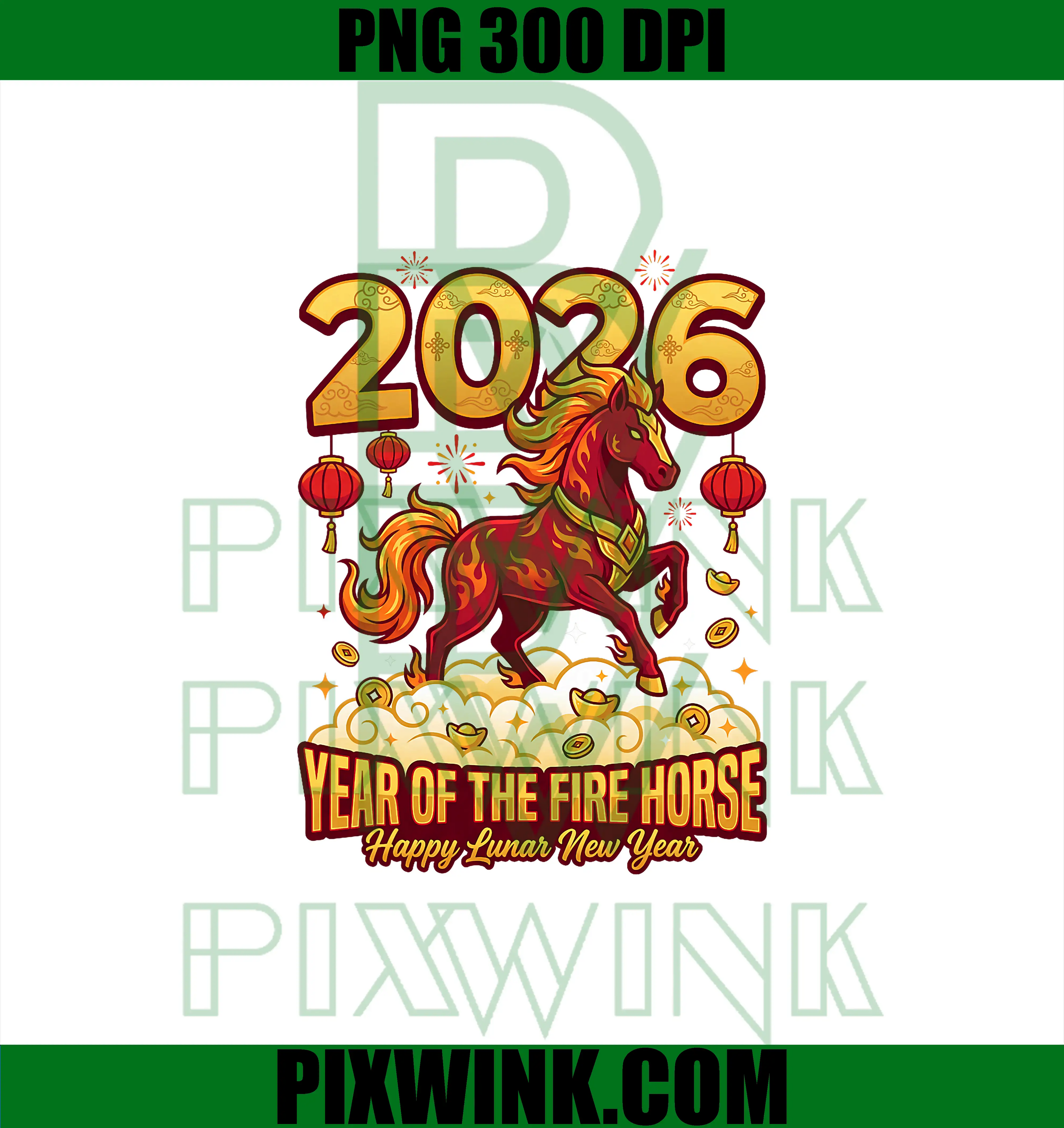 2026 Chinese New Year of The Fire Horse PNG, Lunar Zodiac PNG