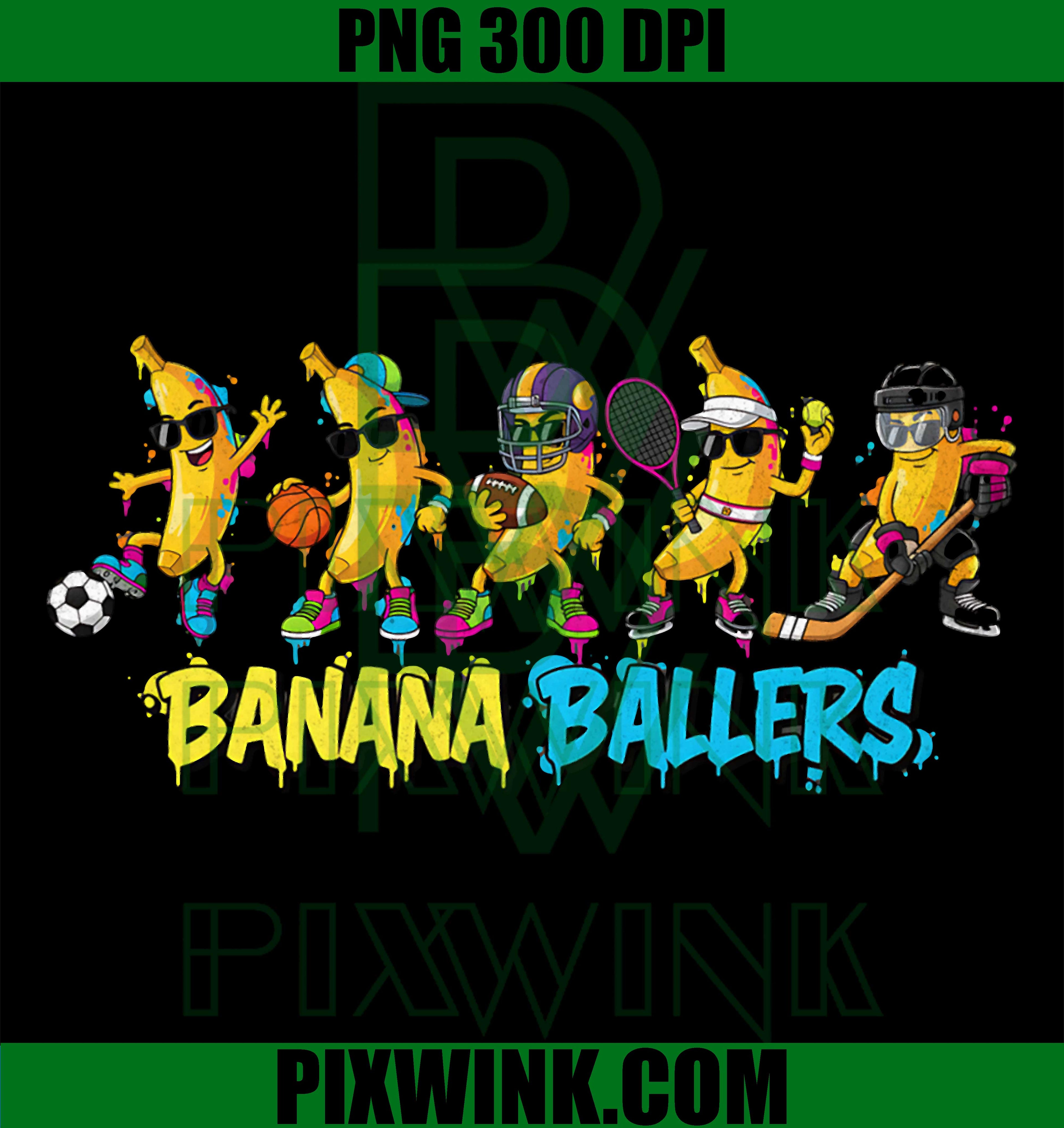 Banana Ballers Cartoon PNG, Funny Sports Kids PNG