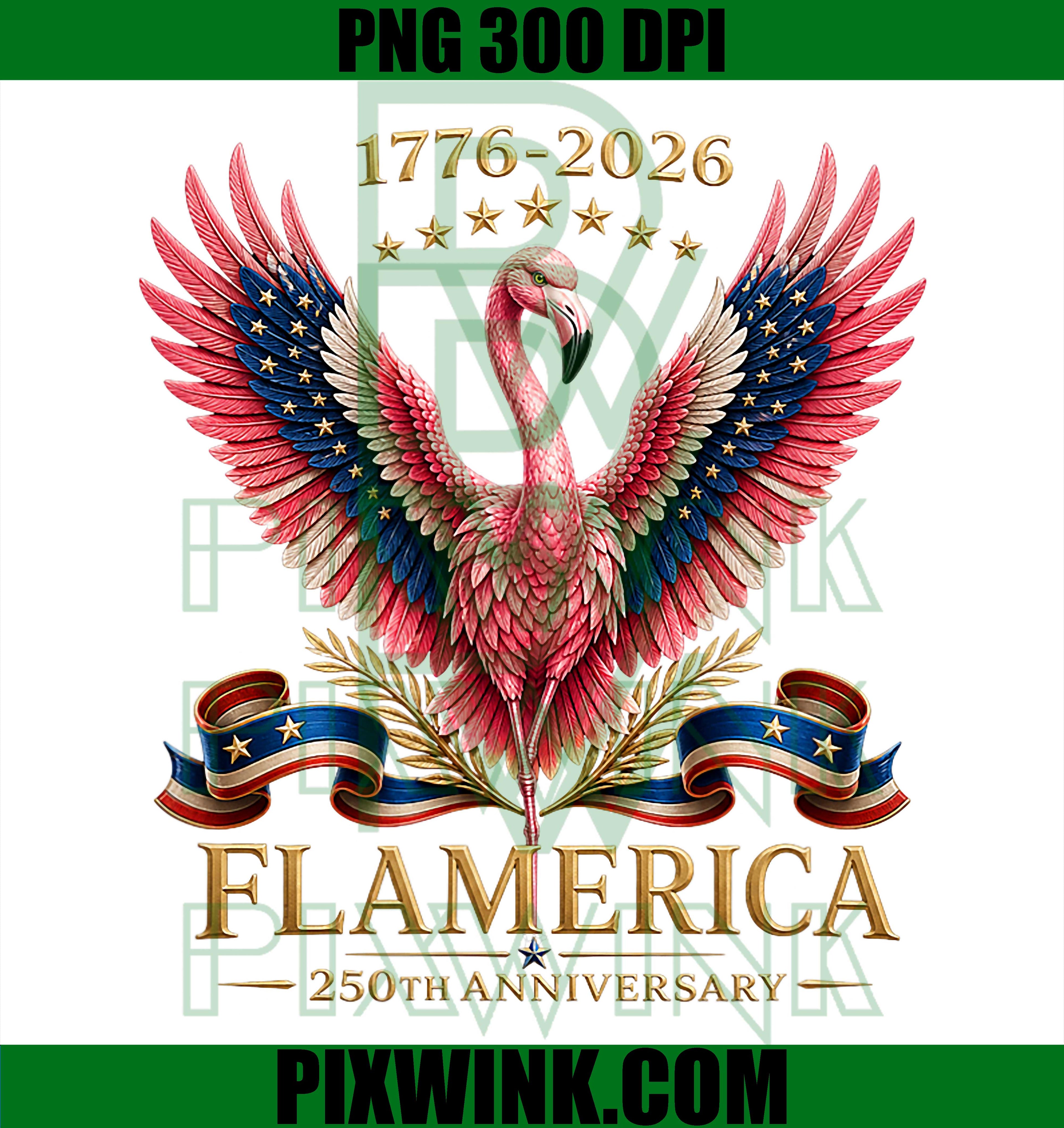 USA 250th Anniversary Flamerica PNG, Flamingo 1776 2026 PNG